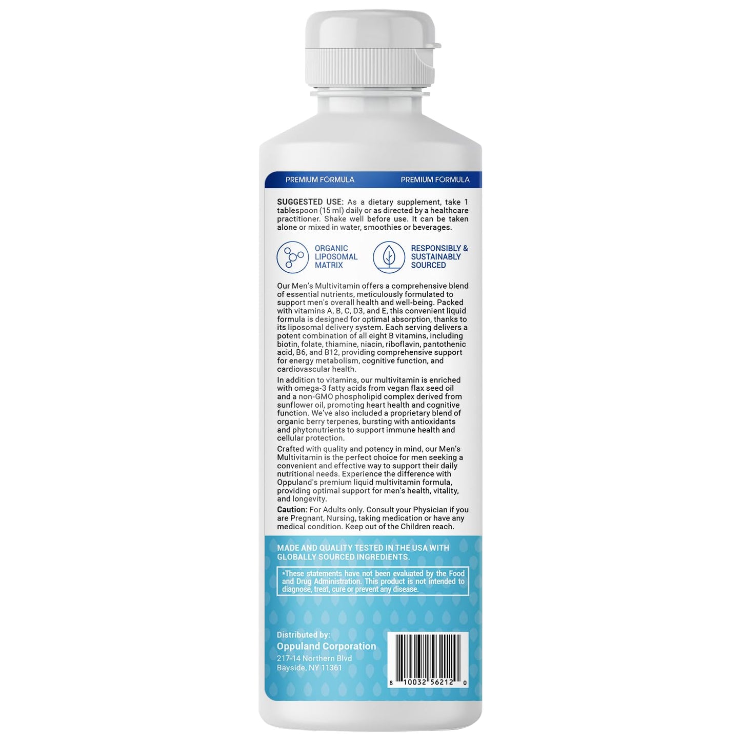 oppuland - Men's Multivitamin - Liquid Supplement - Liposomal Delivery - Daily Multi Vitamin with Biotin B Complex Omega-3 - Hair & Nail Support Vitamin oppulandUS supplements