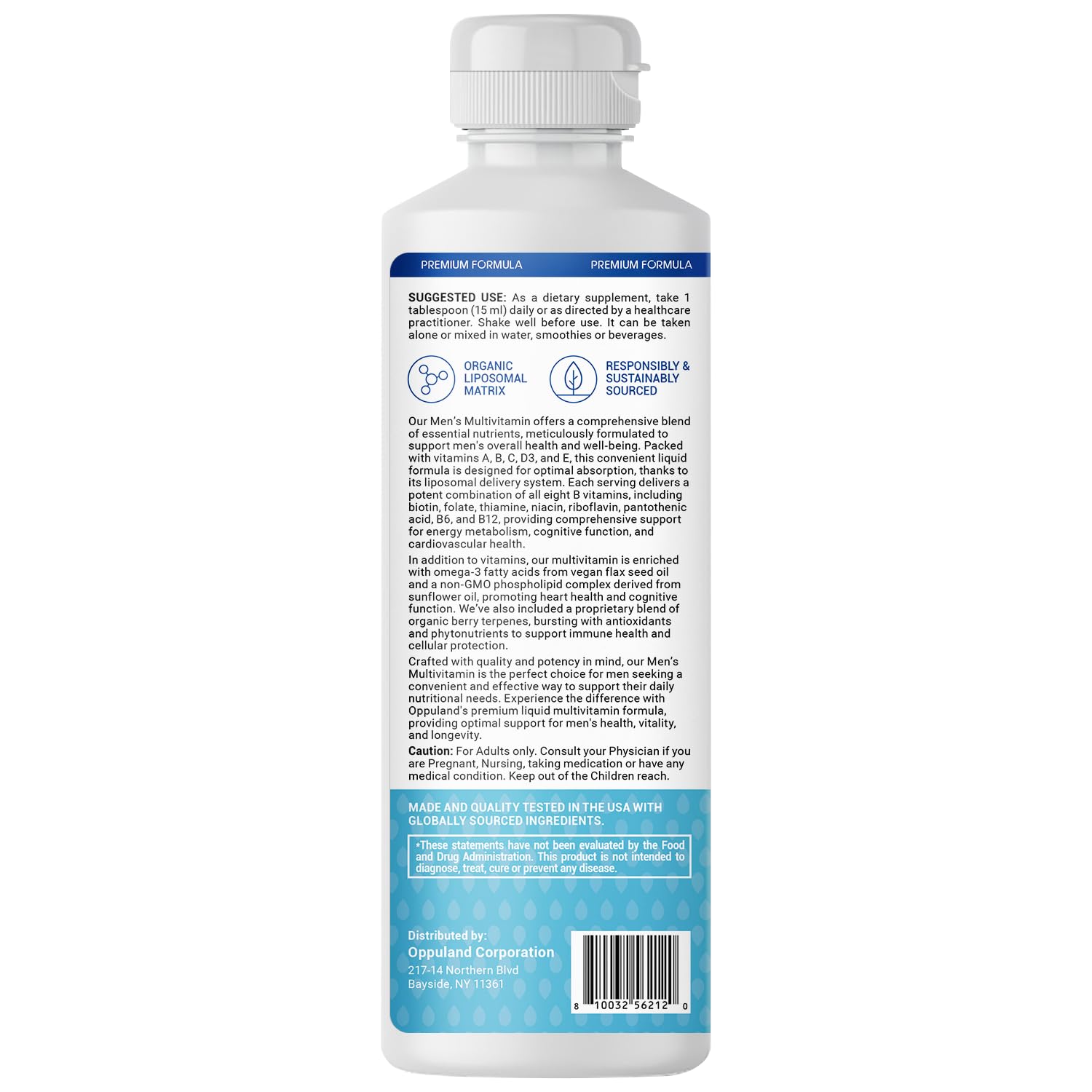 oppuland - Men's Multivitamin - Liquid Supplement - Liposomal Delivery - Daily Multi Vitamin with Biotin B Complex Omega-3 - Hair & Nail Support Vitamin oppulandUS supplements