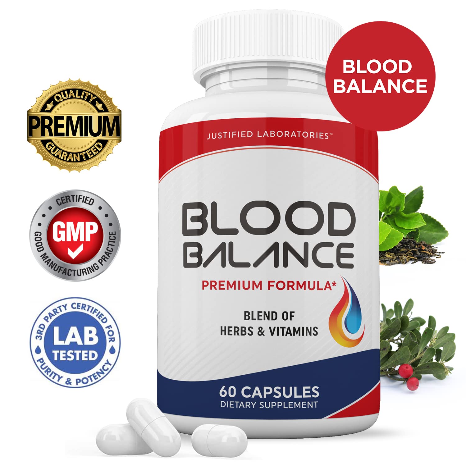 Justified Laboratories (2 Pack Blood Balance Advanced Formula 620MG Formula Supplement Pills 120 Capsules Justified LaboratoriesAu supplements