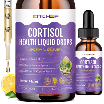 Cortisol Supplement Liquid Drops, Hormone Balance for Women Men Cortisol Detox with Magnesium Glycinate, L-Theanine, Rhodiola Rosea, Ashwagandha, Phosphatidylserine, Mood Focus, Sleep Support, 2 Fl Oz CNCHEFAu supplements