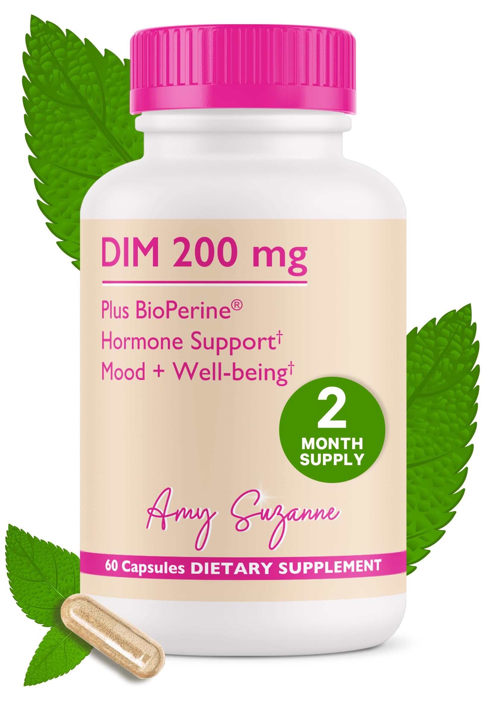 Amy Suzanne 200 DIM Supplement for Women - Estrogen Metabolism and Hormone Harmony for Menopause, Perimenopause & PMS Support - DIM Plus Bioperine for Mood Support - 60 Day Supply, Vegan Amy SuzanneAu supplements