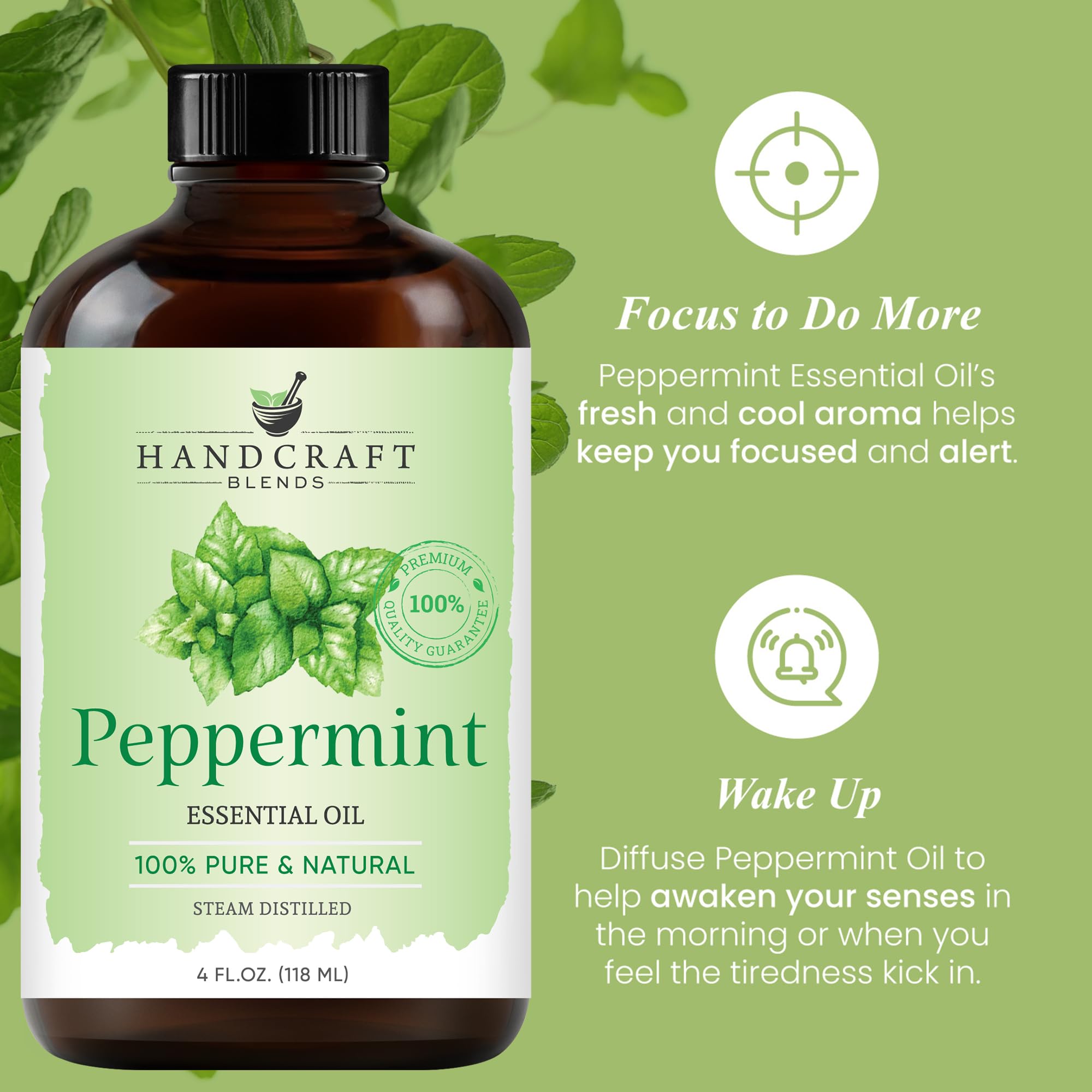 Handcraft Blends Peppermint Essential Oil - Huge 4 Fl Oz - 100% Pure and Natural - Premium Grade Handcraft BlendsAu supplements