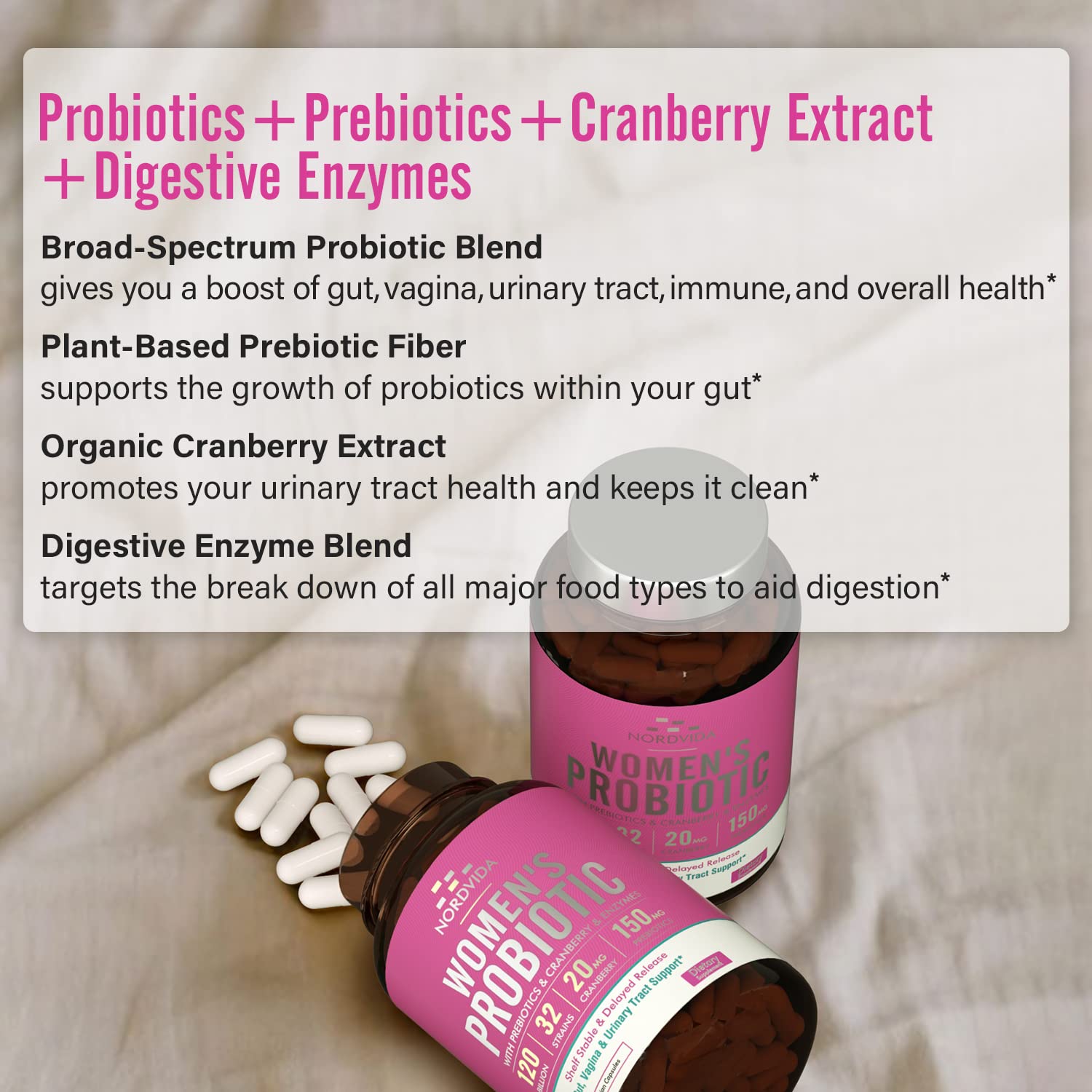 NordVida Women's Probiotic, 120 Billion & 32 Strains, Shelf Stable Probiotic for Gut NordvidaAu supplements