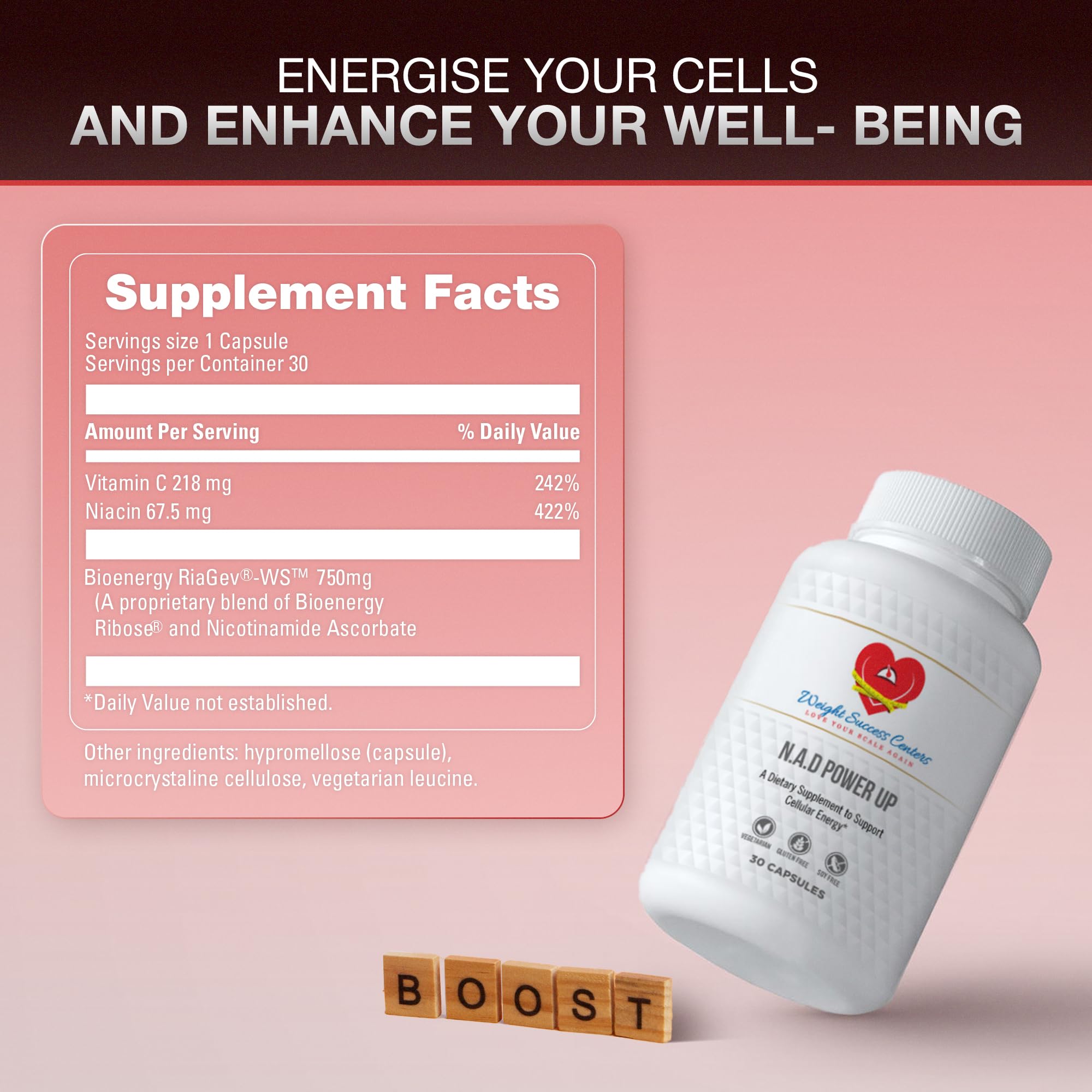 Weight Success Centers NAD+ Power Up Liposomal NAD+ Supplement – High Potency for Cellular Energy & Healthy Aging – Vegan, Gluten-Free, Non-GMO – for Men & Women – 30-Day Supply Weight Success CentersAu supplements