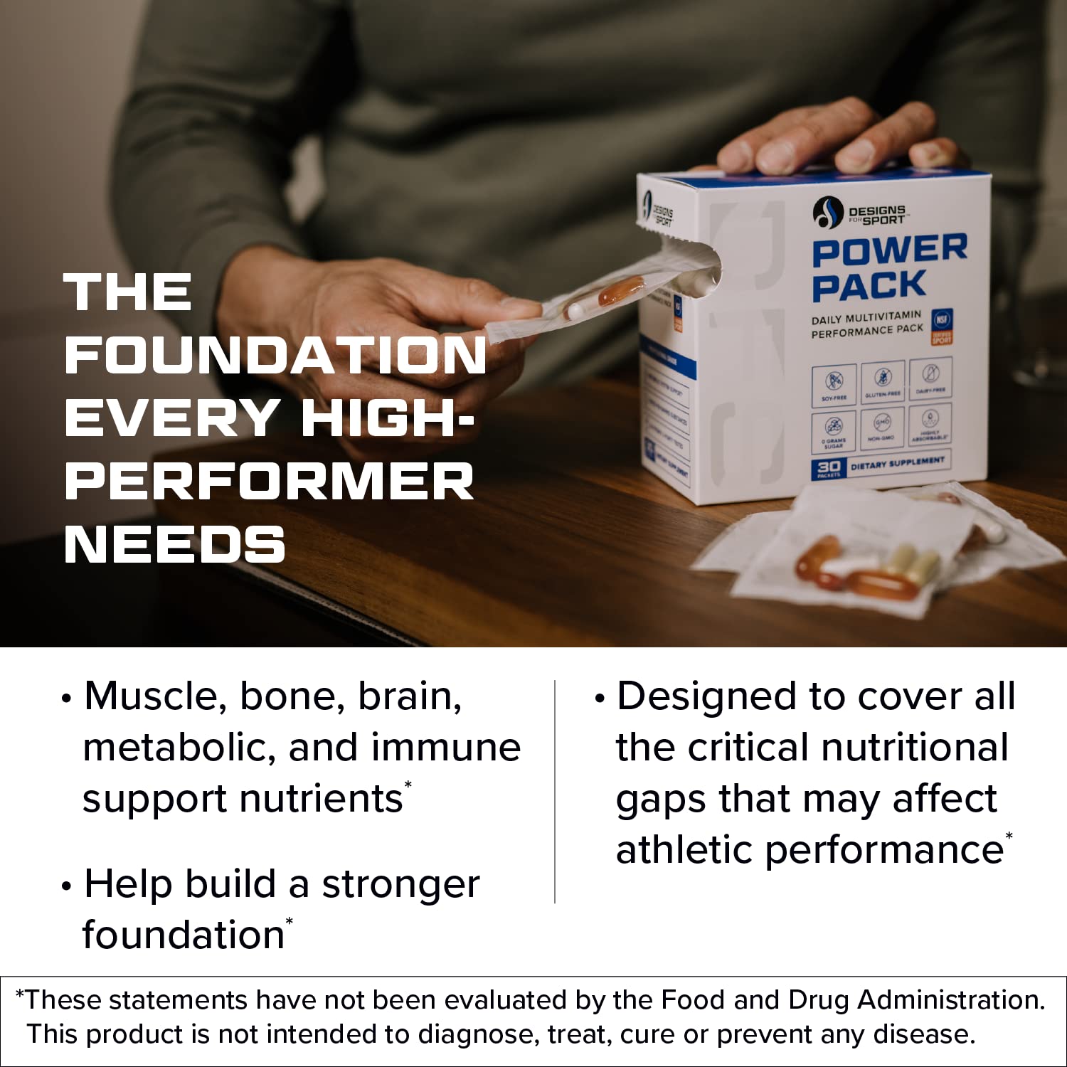 Designs for Sport Vitamin Packs - NSF Certified for Sport Power Pack with Daily Multivitamin, Fish Oil Omega-3, Magnesium Glycinate & Vitamin D3 + K - Athlete's Supplement Stack (30 Packets) Designs for SportAu supplements