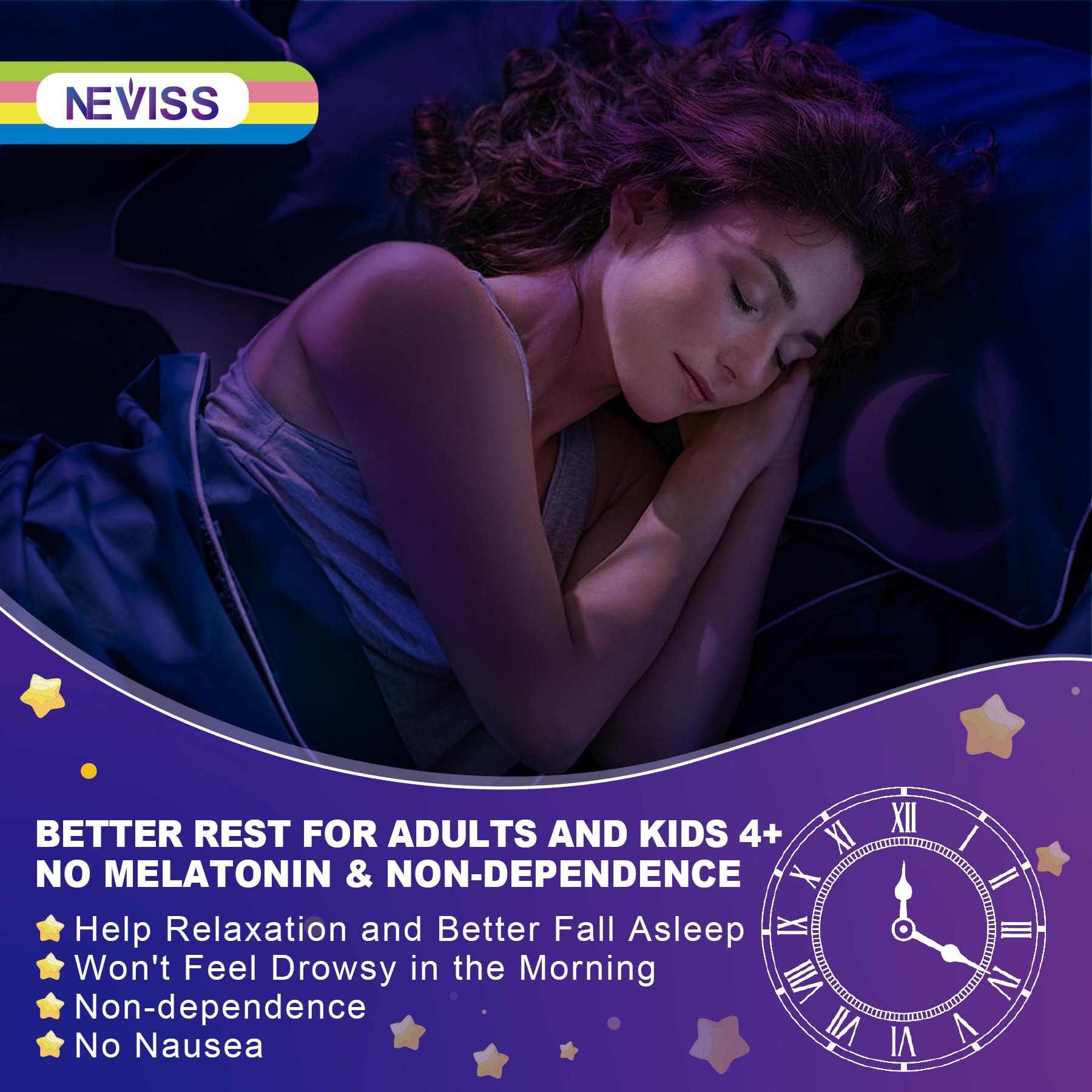 Neviss Magnesium Glycinate + Calcium Filled Gummies for Adults and Kids 4+, Kids Sleep Gummies Melatonin Free, No Sugar Magnesium Supplement w/B6 D3, L-Theanine for Zzz Relax, Brain,Bone,Muscle 2Pack NEVISSAu supplements