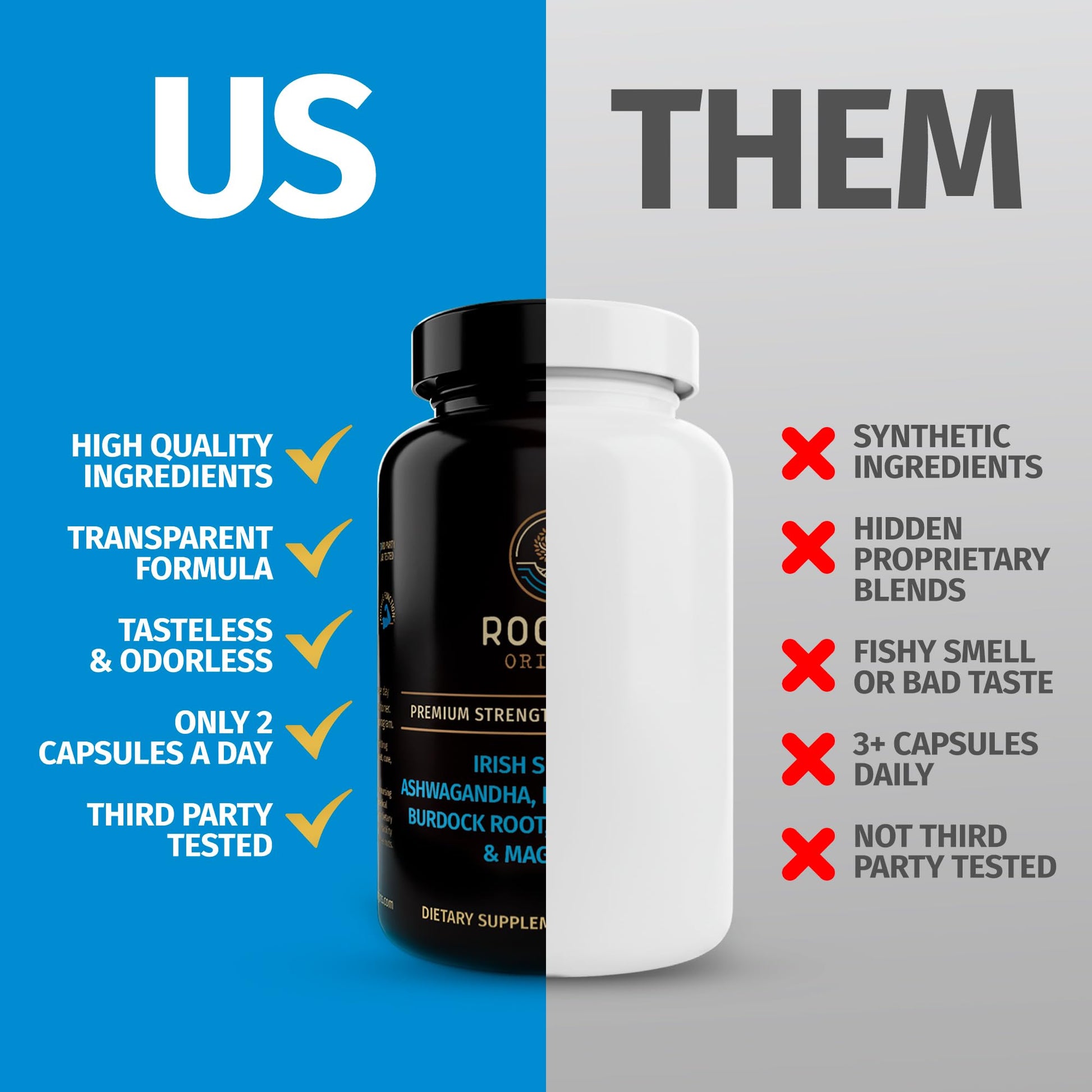 Rooted Origins Sea Moss Capsules – Irish Sea Moss Advanced, Magnesium, Ashwaghanda, Black Seed Oil, Burdock Root & Bladderwrack – Immune Support, Gut Health, Energy, & More – 60 Capsules Rooted OriginsAu supplements