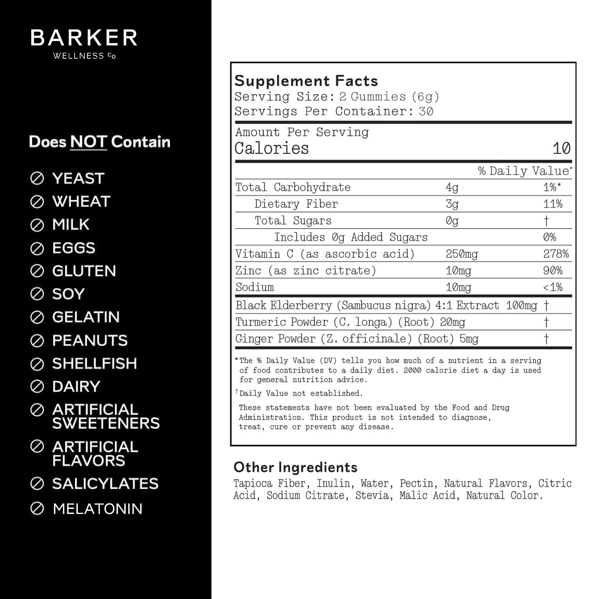 Barker Wellness Immunity Gummies with Vitamin C, Zinc, Elderberry, Turmeric & Ginger for Daily Immune Support | Vegan, Sugar-Free, Lemon-Lime Flavor | Seasonal Wellness Essentials, 60 Count Barker Wellness CoAu supplements
