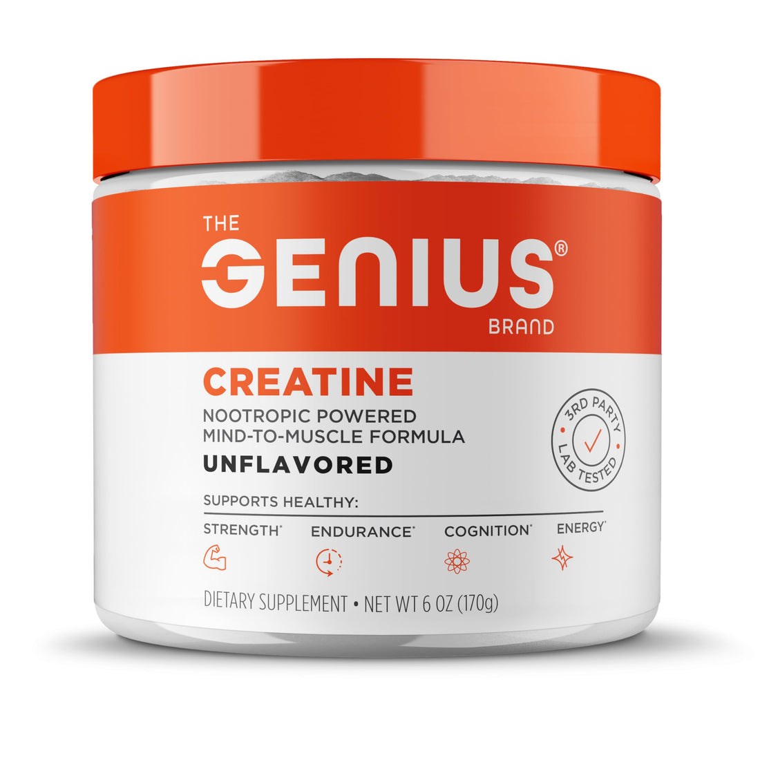 The Genius Brand Genius Creatine - Creatine Monohydrate Powder for Active Lifestyles - Endurance, Strength, Brain Performance & Muscle Health Support - Mind-to-Muscle Formula - Unflavored - 6 oz The Genius BrandUS supplements
