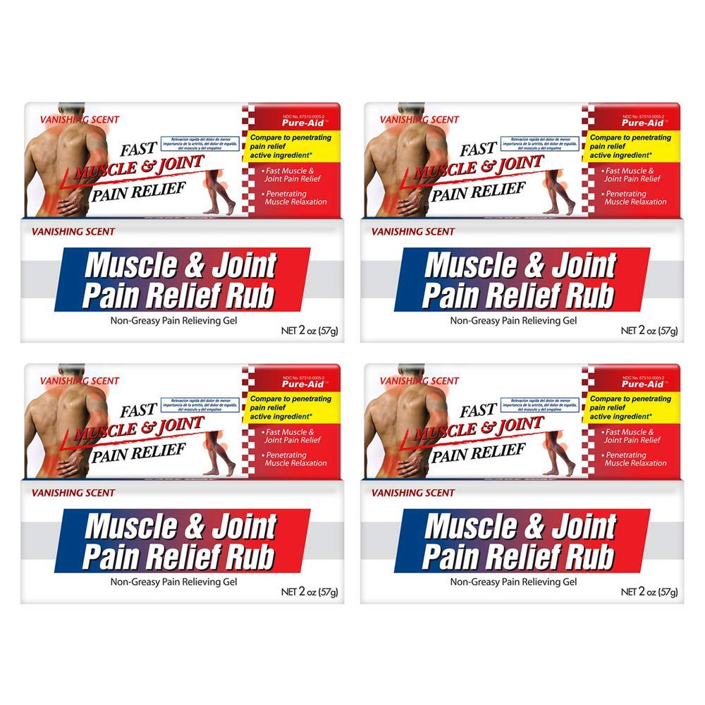 Pure-Aid Muscle & Joint Pain Relief Rub, Fast Relief from Minor Arthritis, Backache, Muscle & Joint Pain Non-Greasy Cream, 2oz (4pk) Pure-AidAu supplements