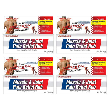 Pure-Aid Muscle & Joint Pain Relief Rub, Fast Relief from Minor Arthritis, Backache, Muscle & Joint Pain Non-Greasy Cream, 2oz (4pk) Pure-AidAu supplements