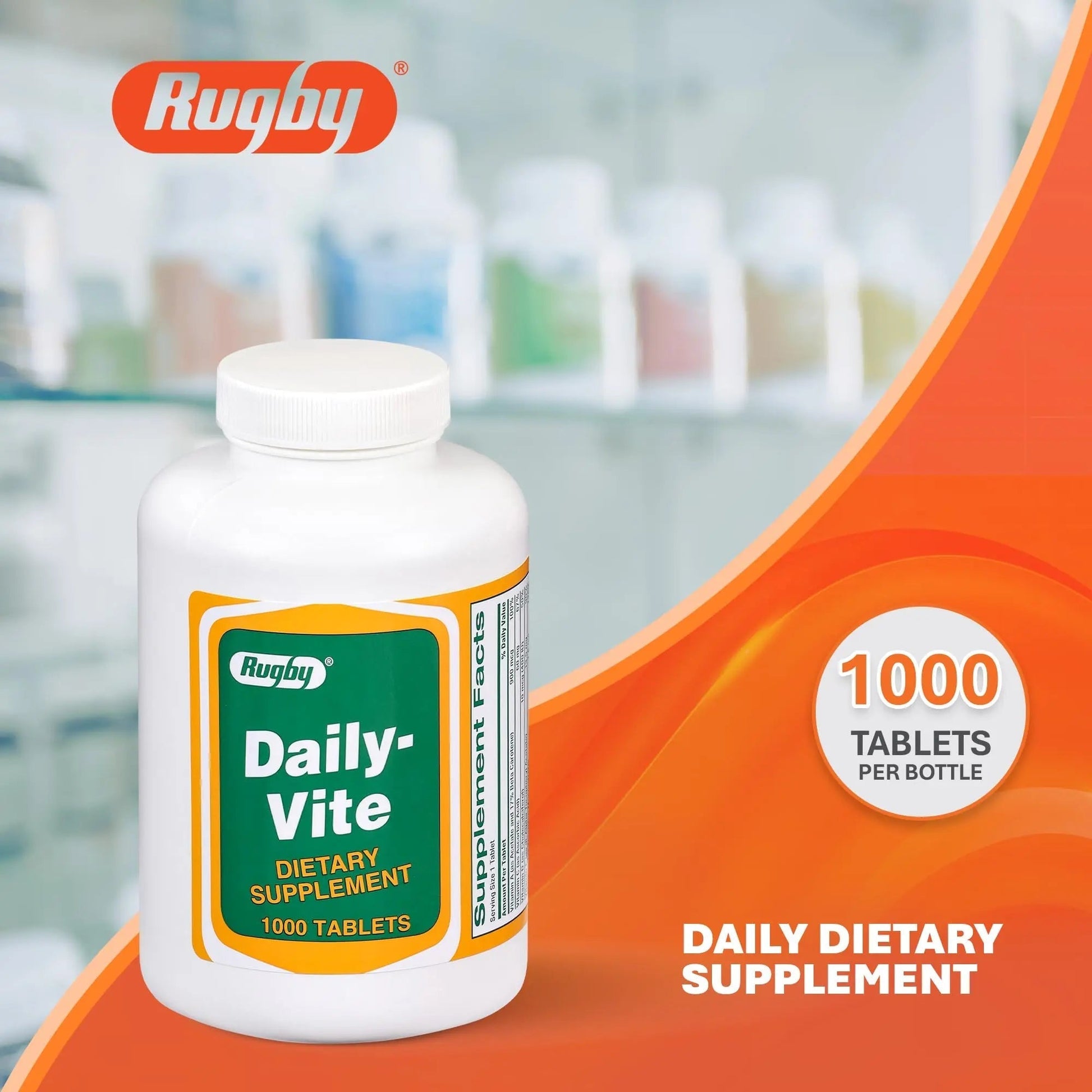 Rugby Daily-Vite Multivitamin Tablets, Gluten-Free Dietary Supplement for Adults, Supports Overall Health, No Artificial Flavors - 1000 Count (1 Pack) RUGBY LABORATORIESAu supplements
