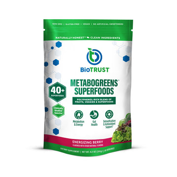BioTrust Metabo Greens Superfood Powder - Super Greens Powder, Fruit & Veggie Blend with Clinically Studied Spectra - Non GMO, Soy Free, Gluten Free, Dairy Free, Energizing Berry Flavor (30 Servings) BioTrustAu supplements