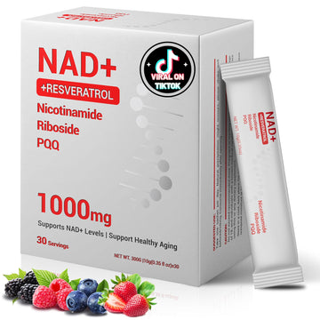 NAD Supplement 1000mg with Resveratrol Pure Organic Liquid Packets - Nicotinamide Riboside Supplements with PQQ - Liposomal NAD+ Berry Flavor Drink - Cellular Energy & Anti-Aging Support, 30 Packs YYURAURBAu supplements