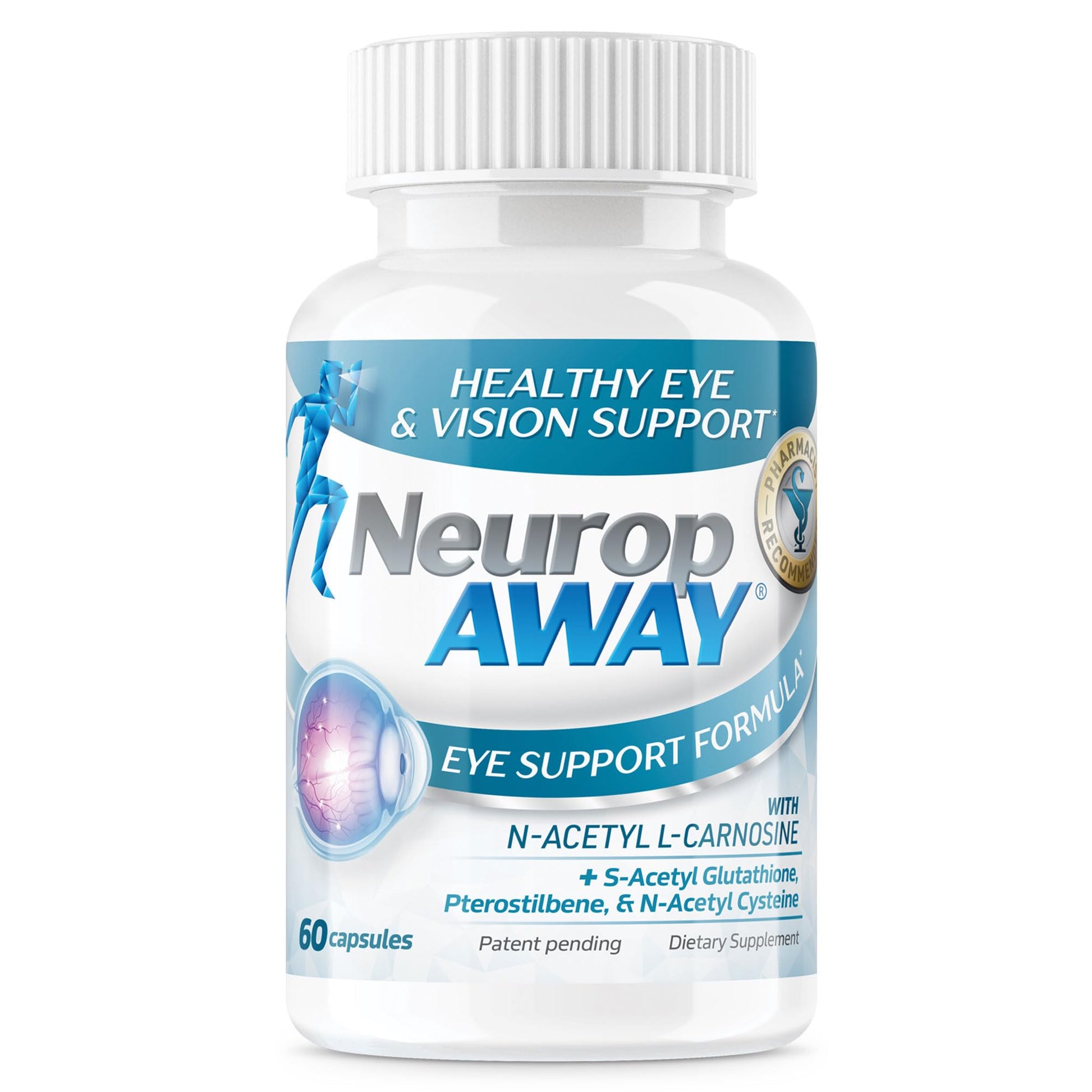 NeuropAWAY Eye Support Supplement 60CT with Lutein N-Acetyl L-Carnosine S-Acetyl Glutathione N-Acetyl Cystiene Pterostilbene Lycopene Zeaxanthin to Support Healthy Vision, Helps Blurry and Dry Eyes NeuropAWAYAu supplements