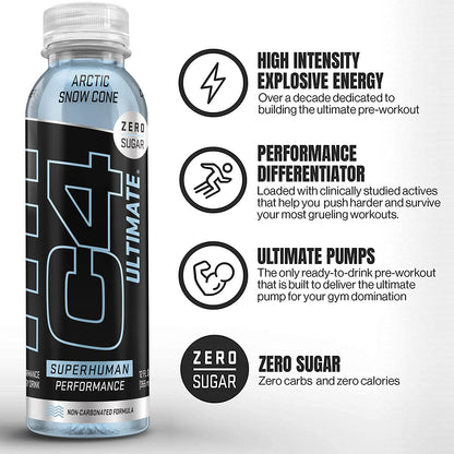 C4 Ultimate Non-Carbonated Zero Sugar Energy Drink, Pre Workout Drink + Beta Alanine CellucorUS supplements