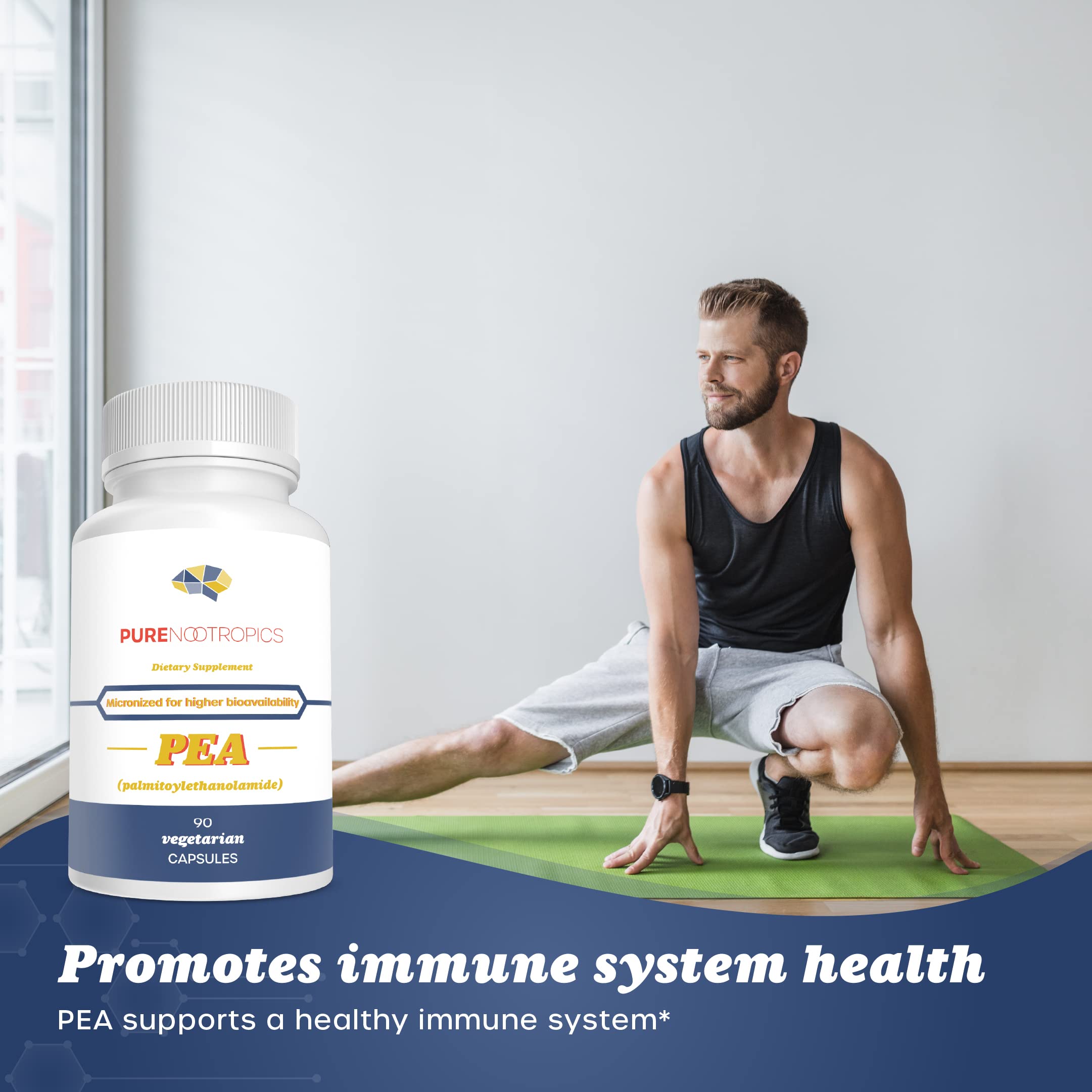 Pure Nootropics - Palmitoylethanolamide (Micronized Pea) 400 mg Capsules | 90 Veg Caps Value Pack | Supports Relief from Occasional Discomfort | Supports Immune System Pure NootropicsAu supplements