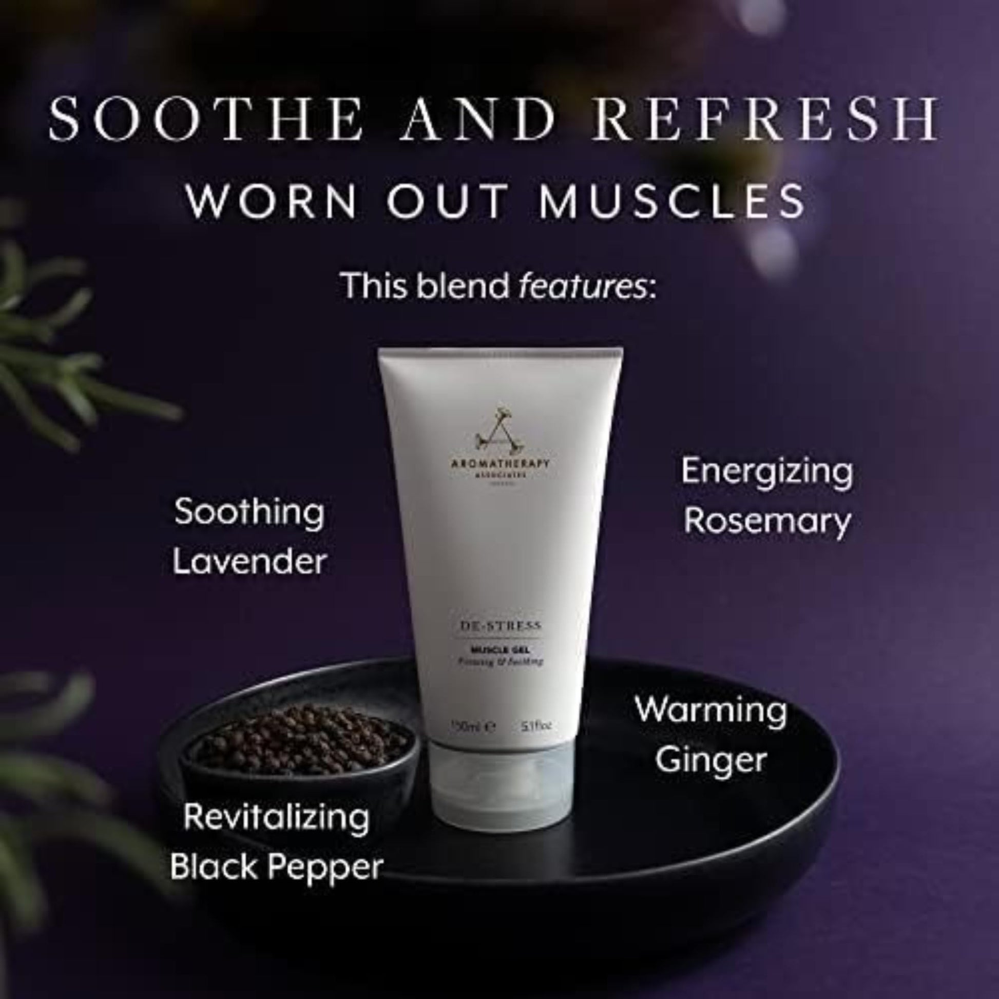 Aromatherapy Associates De-Stress Muscle Gel, Cooling & Warming Massage Gel with Ginger, Black Pepper & Rosemary Essential Oils for Daily Tension & Post-Activity Comfort, 5.07 oz Aromatherapy AssociatesAu supplements