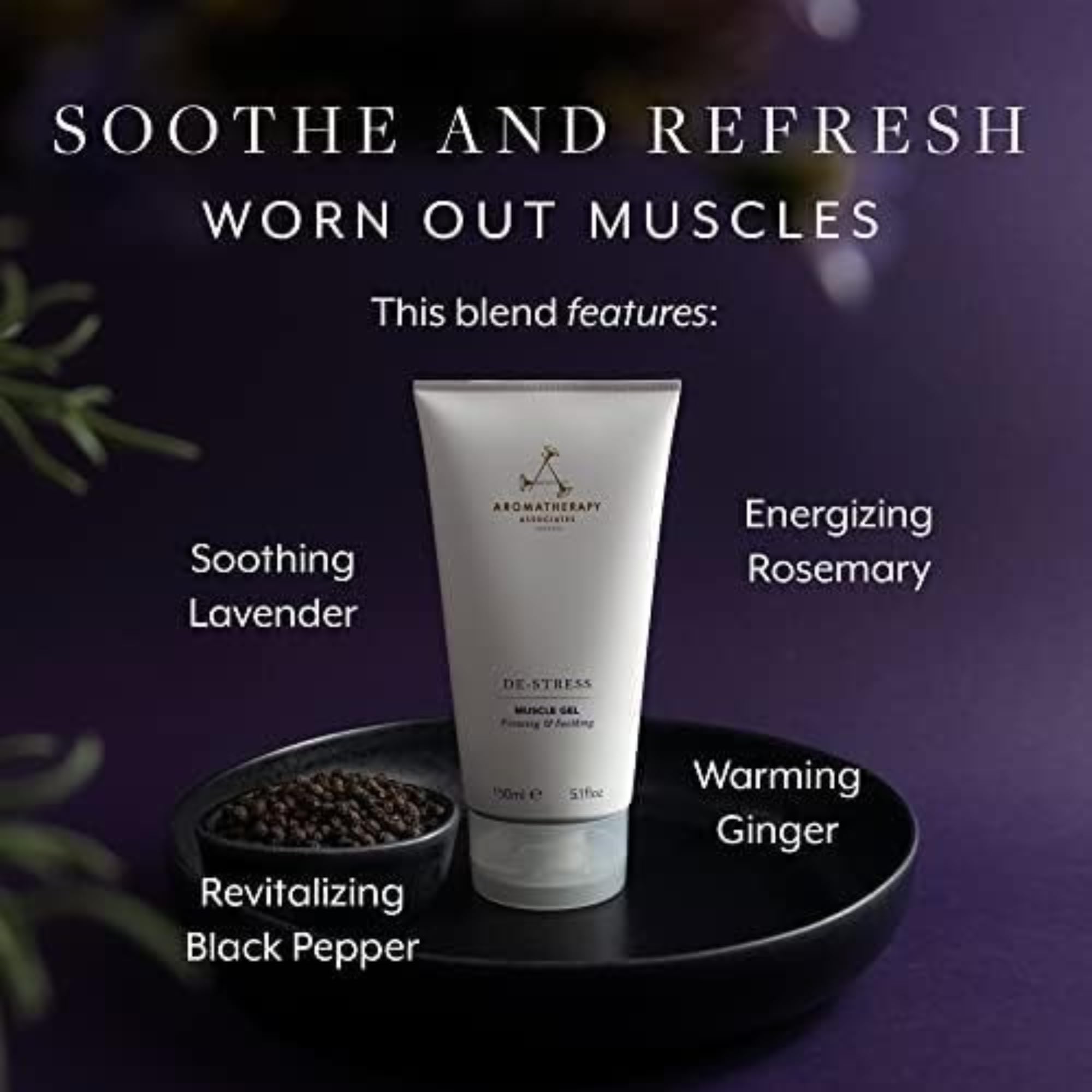 Aromatherapy Associates De-Stress Muscle Gel, Cooling & Warming Massage Gel with Ginger, Black Pepper & Rosemary Essential Oils for Daily Tension & Post-Activity Comfort, 5.07 oz Aromatherapy AssociatesAu supplements