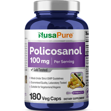 NusaPure Policosanol 100mg 180 Veggie Capsules (Vegan, Non-GMO) NusaPureAu supplements