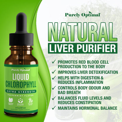Premium Chlorophyll Liquid Drops - 100% Natural & Gluten Free Liquid Chlorophyll Purely OptimalUS supplements