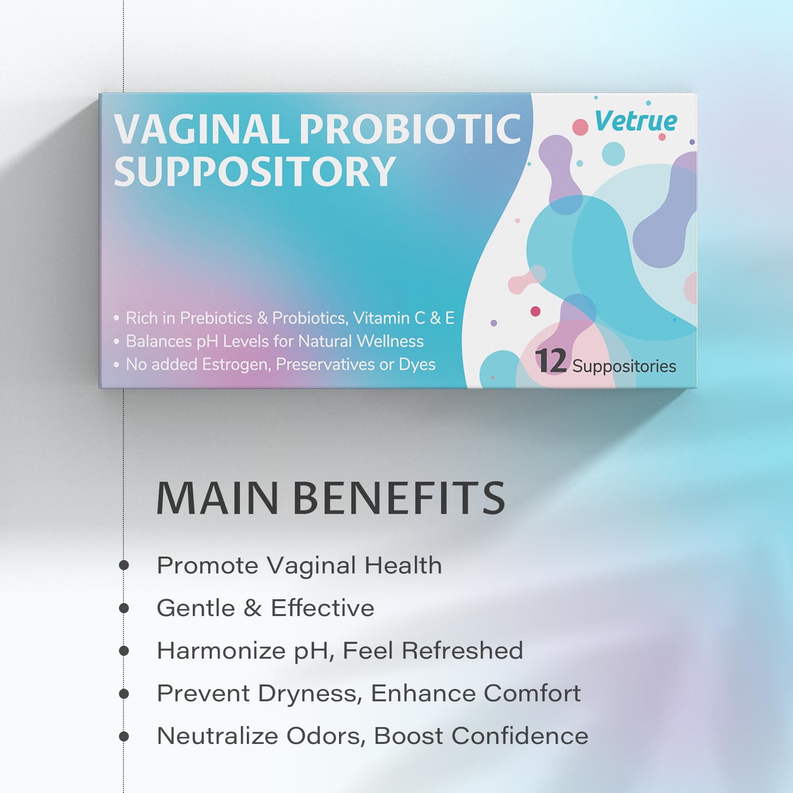 vetrue Vaginal Probiotic Suppository, Feminine Health for Comfort, pH Balance, Odor Control vetrueAu supplements