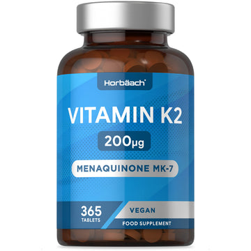 Vitamin K2 MK7 200ug | 365 Vegan Tablets | High Strength Menaquinone MK-7 HorbäachUS supplements