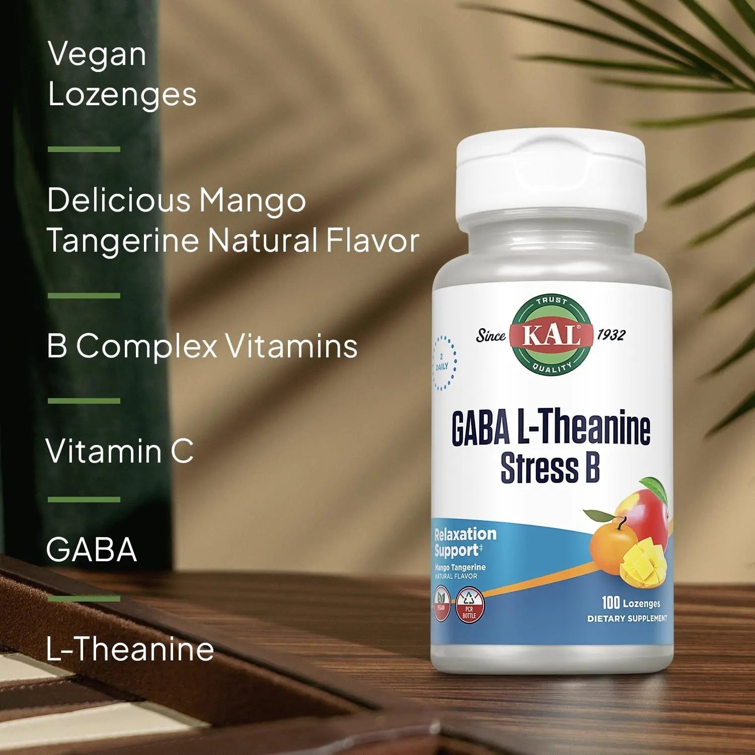KAL GABA L-Theanine Stress B Lozenge, B Complex Vitamin Supplement, Healthy Relaxation, Mood & Focus Support KALAu supplements