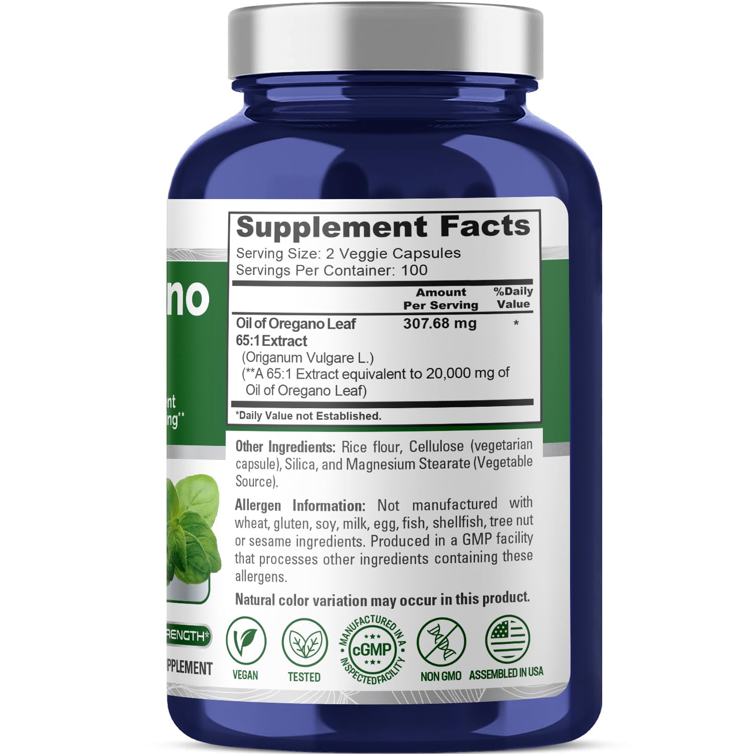 NusaPure Oregano Oil Extract 20000mg | 200 Veggie Powder Capsules | Naturally Occurring Carvacrol | Non-GMO and Vegan Extract 65:1 NusaPureAu supplements
