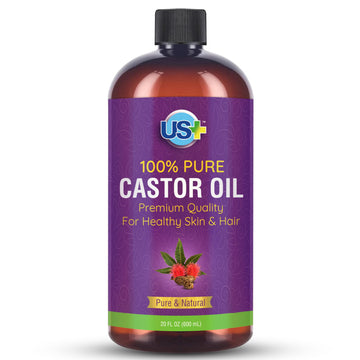 Us+ 20oz 100% Pure Castor Oil - Cold-pressed, Unrefined, Hexane-free - USP Grade - Premium Quality Us+Au supplements
