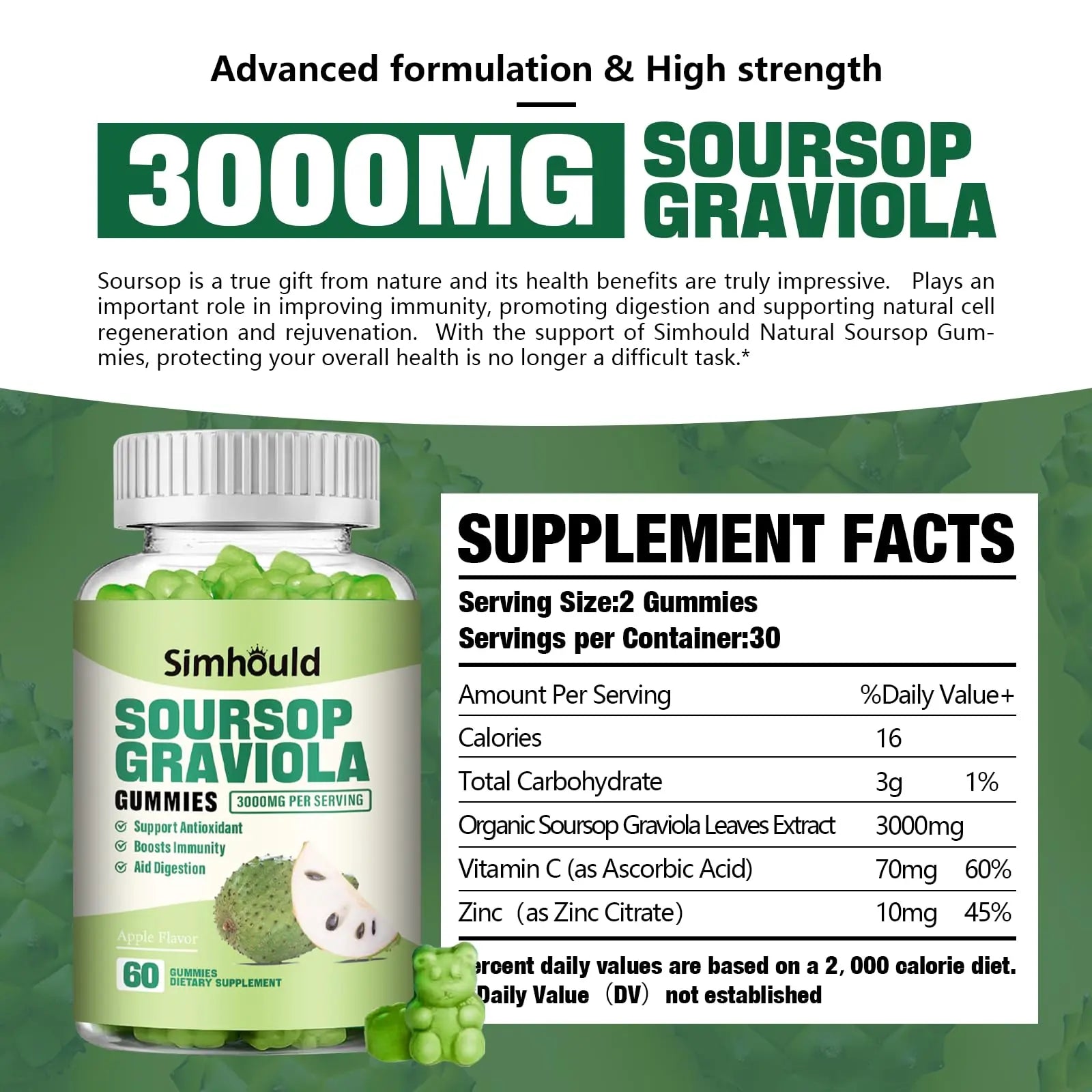 Simhould 1 Pack Soursop Graviola Gummies SimhouldAu supplements