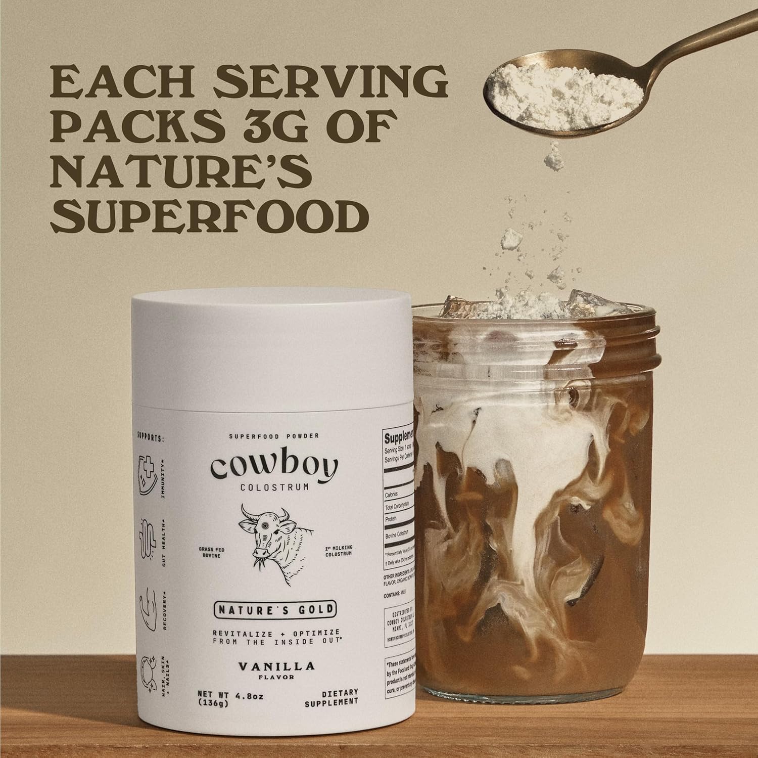 COWBOY COLOSTRUM Powder Travel Packs - Bovine Colostrum Powder - First Day Milking Whole Colostrum - Grass Fed Colostrum Supplement for Gut Health, Immunity, Skin & Hair (Unflavored, 30 Servings) COWBOY COLOSTRUMAu supplements