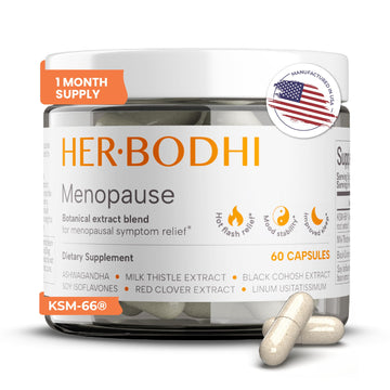 Her Bodhi Meno- Menopause Hormonal Balance for Women, Estrogen Soy Isoflavones Menopause Supplement for Women | with Ashwagandha & Black Cohosh | Hot Flashes Menopause Relief (60 Capsules) Her BodhiAu supplements