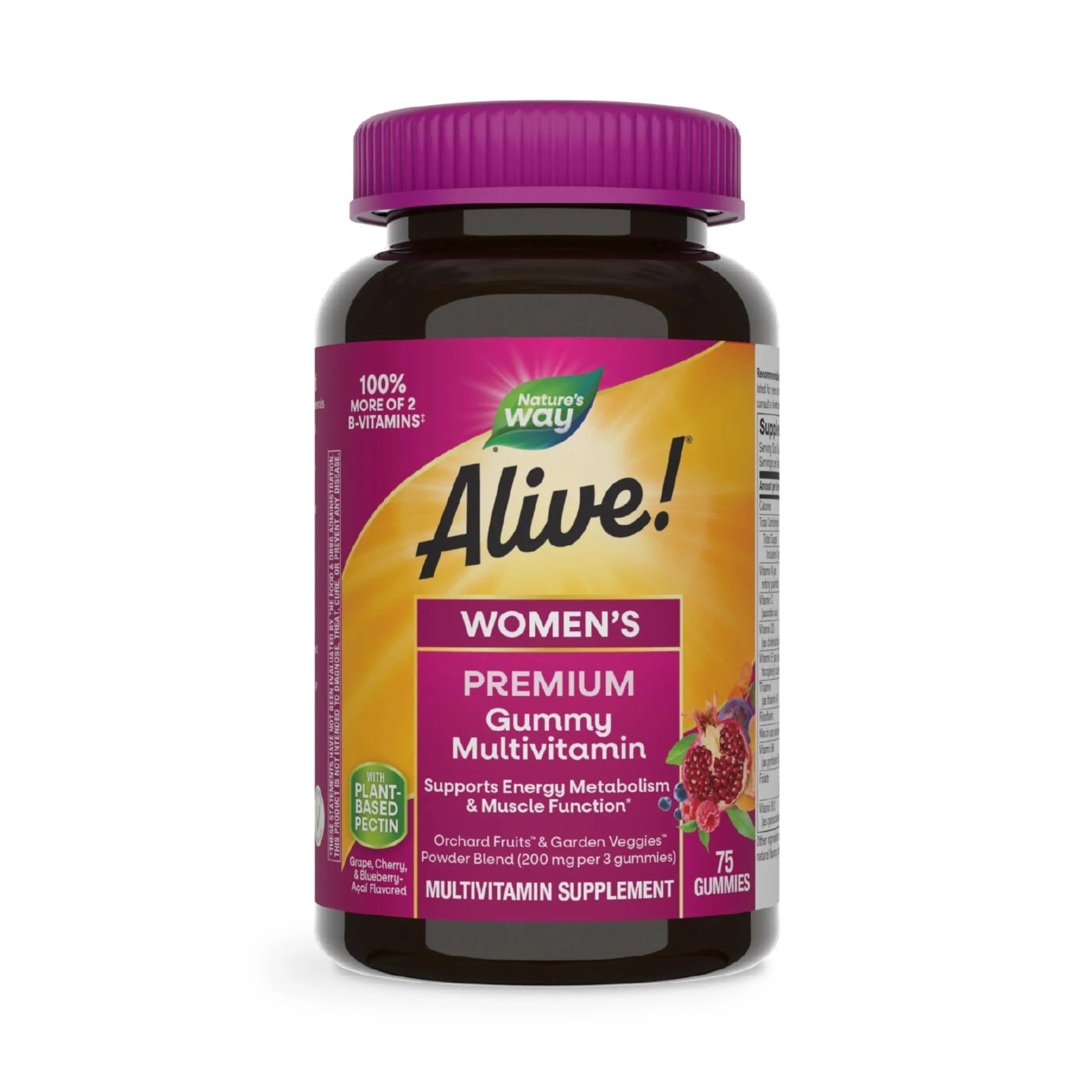 Nature’s Way Alive! Premium Women’s Gummy Multivitamin, Supports Energy Metabolism, Muscle Function*, B-Vitamins, Grape, Cherry, & Blueberry-Acai Flavored, 75 Gummies Nature's WayAu supplements