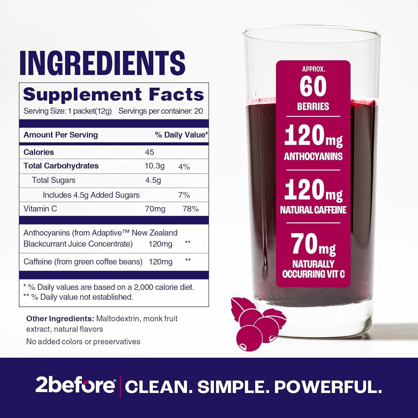 2before All Natural Vegan Pre Workout, with 120mg Caffeine I Clean Energy, Endurance 2beforeUS supplements