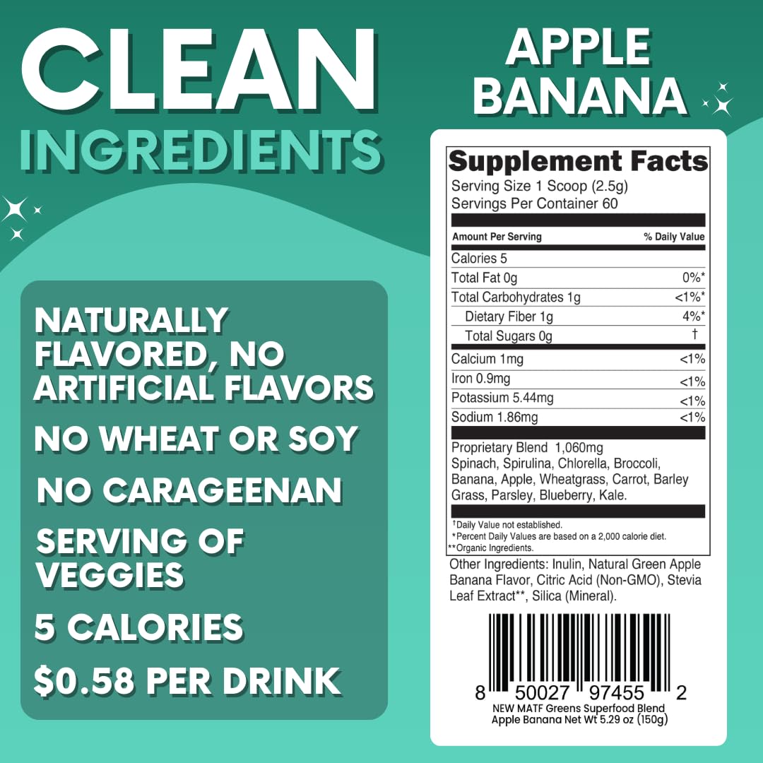 Green Superfood Powder for Digestion & Gut Health - Keto Friendly Superfood Greens Blend Powder for Immune Support - Powdered Greens Supplement for Immune Boost - Apple Banana Flavor My Adventure to FitAu supplements