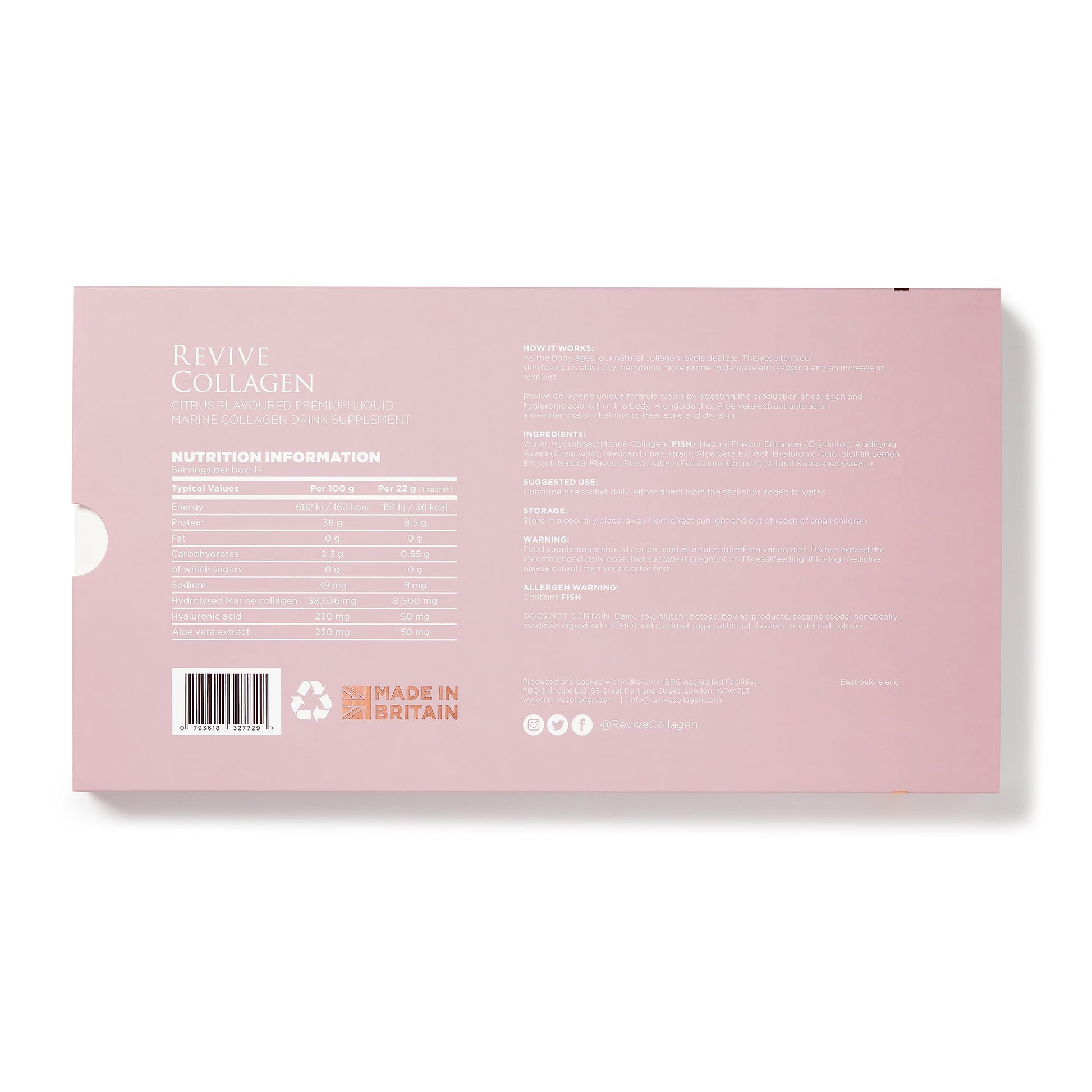 Revive Collagen Premium 8,500mg Hydrolysed Marine Collagen Drink with Added Hyaluronic Acid & Aloe Vera Revive CollagenAu supplements