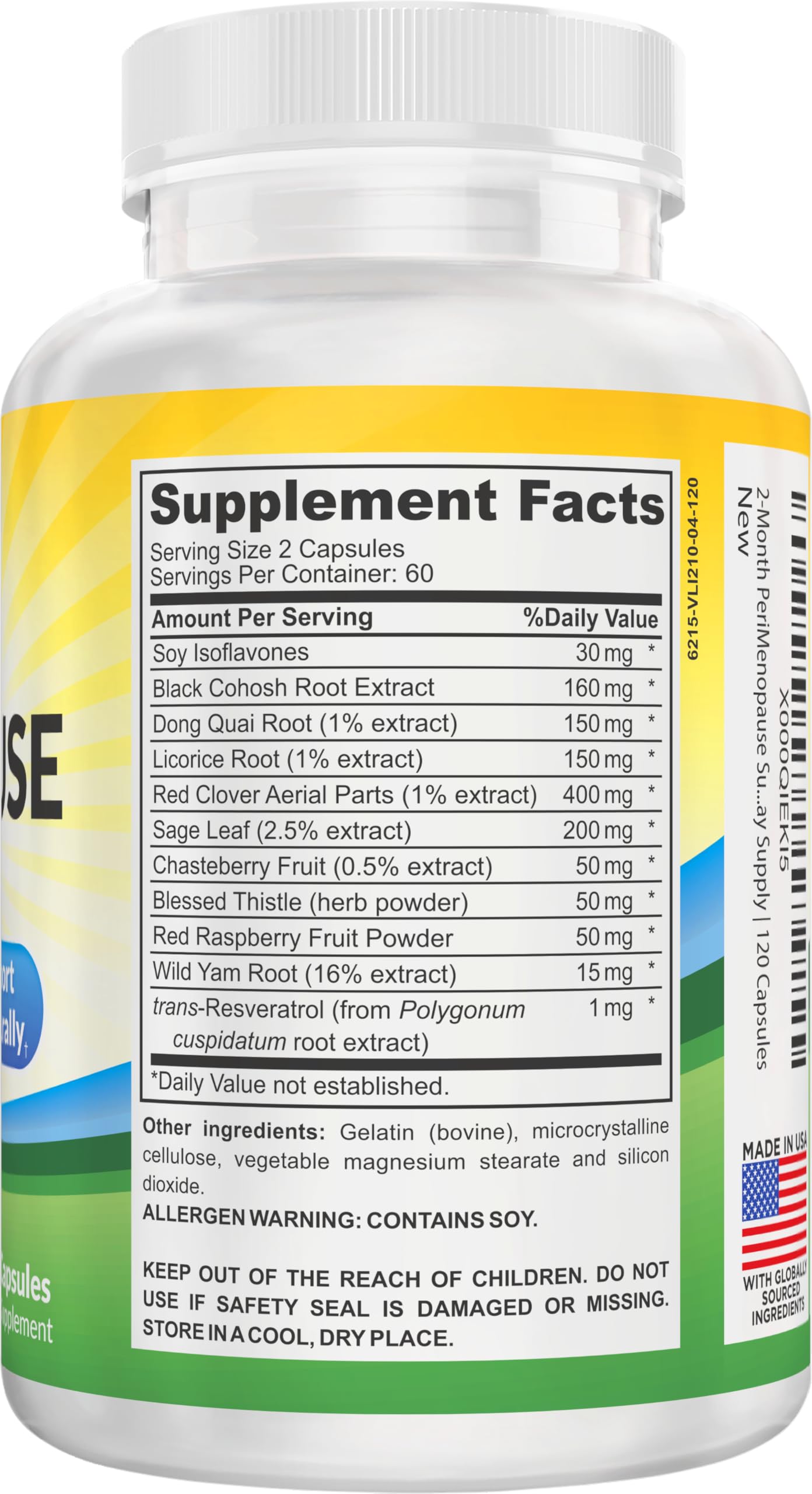 Perimenopause Support (2-Month) Supplement Blend | Women's Health & Hormone Support with 11 Herbs & Extracts | Female Hormonal Balance Supplements | 60-Day Bulk Supply | 120 Capsules Elevate Recovery SupplementsAu supplements