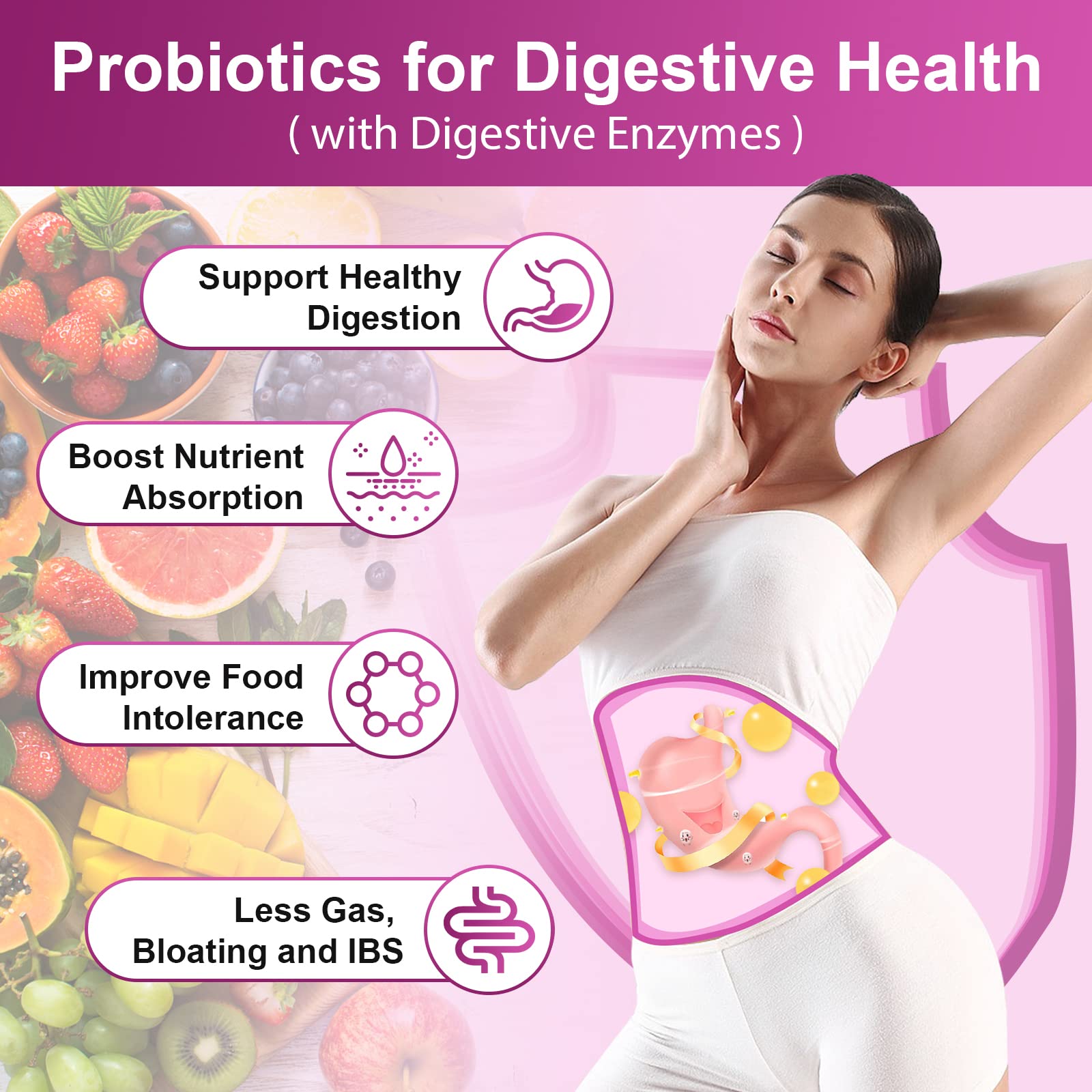 Probiotics for Women Digestive Health, 100 Billion CFUs Probiotic with Digestive Enzymes NATURE TARGETAu supplements