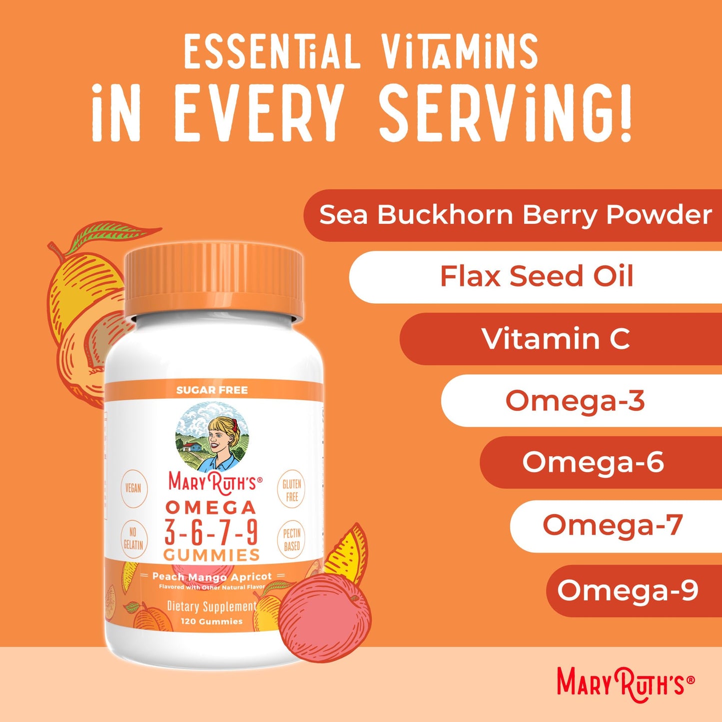 MaryRuth Organics Vegan Omega 3 6 7 9 Gummies | Up to 4 Month Supply | Omega 3 Supplement with Flaxseed Oil | Omega 3 Gummies MARYRUTH'SUS supplements