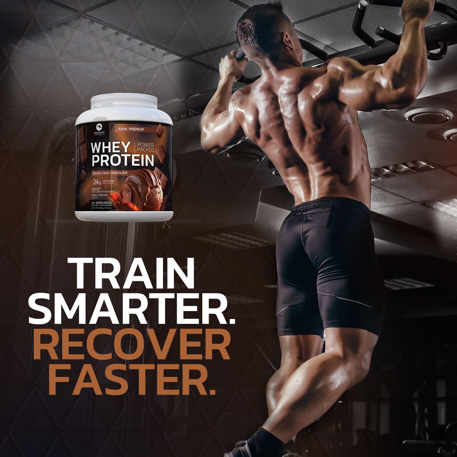 Nature's Premium 100% Whey Protein Powder, 24g of Protein, Double Rich Chocolate Nature's PeakUS supplements