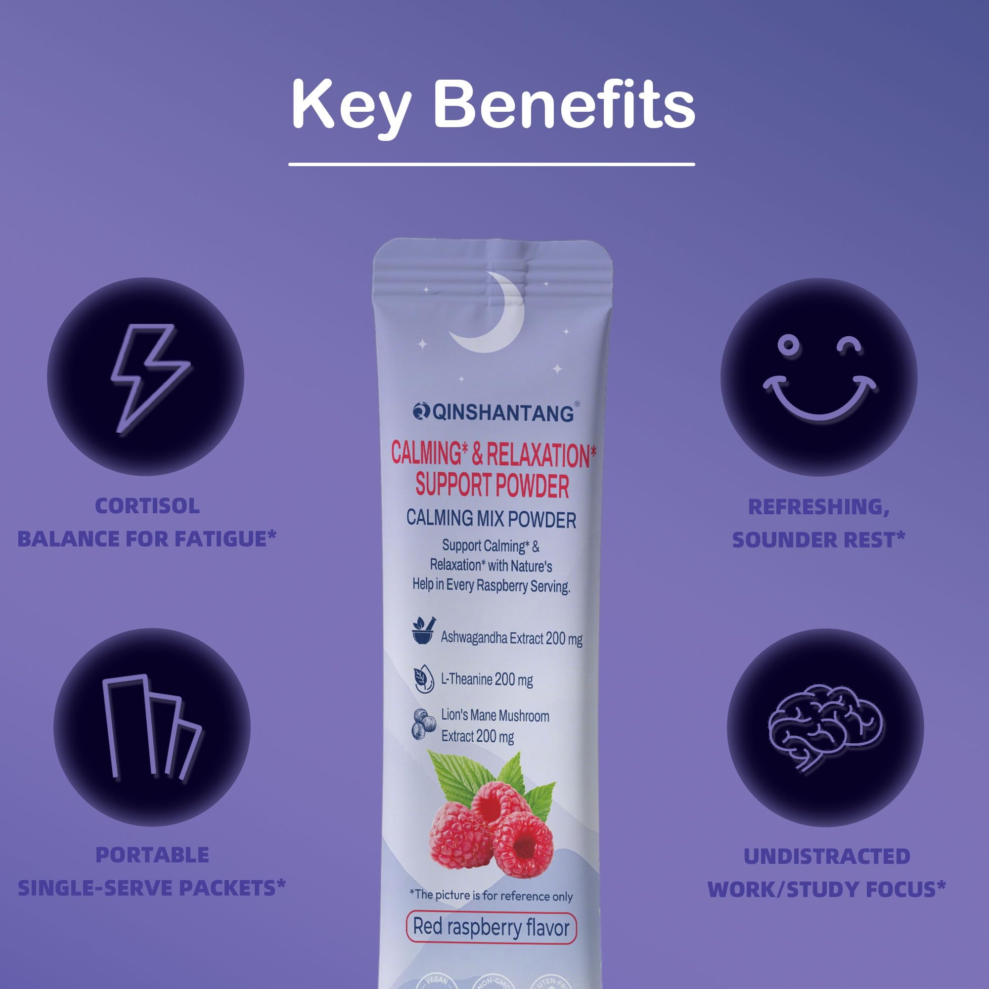 Super Cortisol Drink – Calm Magnesium Powder, L-Theanine, Lion’s Mane & Ashwagandha | Relaxation, Focus & Stress Balance for Women | Sugar-Free, On-The-Go | Red Raspberry Flavor, 25 Servings QIN SHAN TANGAu supplements