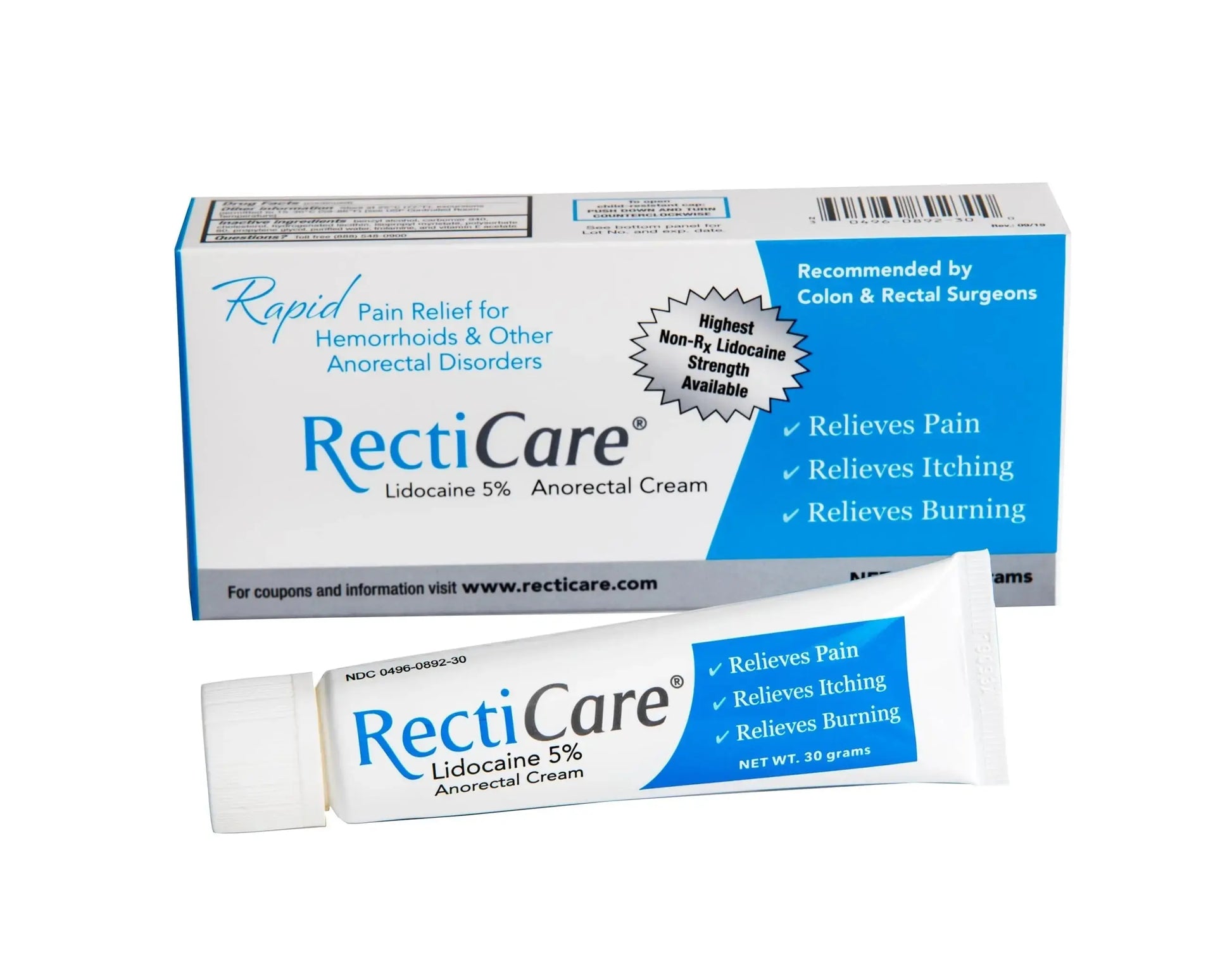 Recticare Anorectal Lidocaine 5% Cream: Topical Numbing Cream for Treatment of Hemorrhoids & Other Anorectal Disorders - 30g Tube RecticareAu supplements