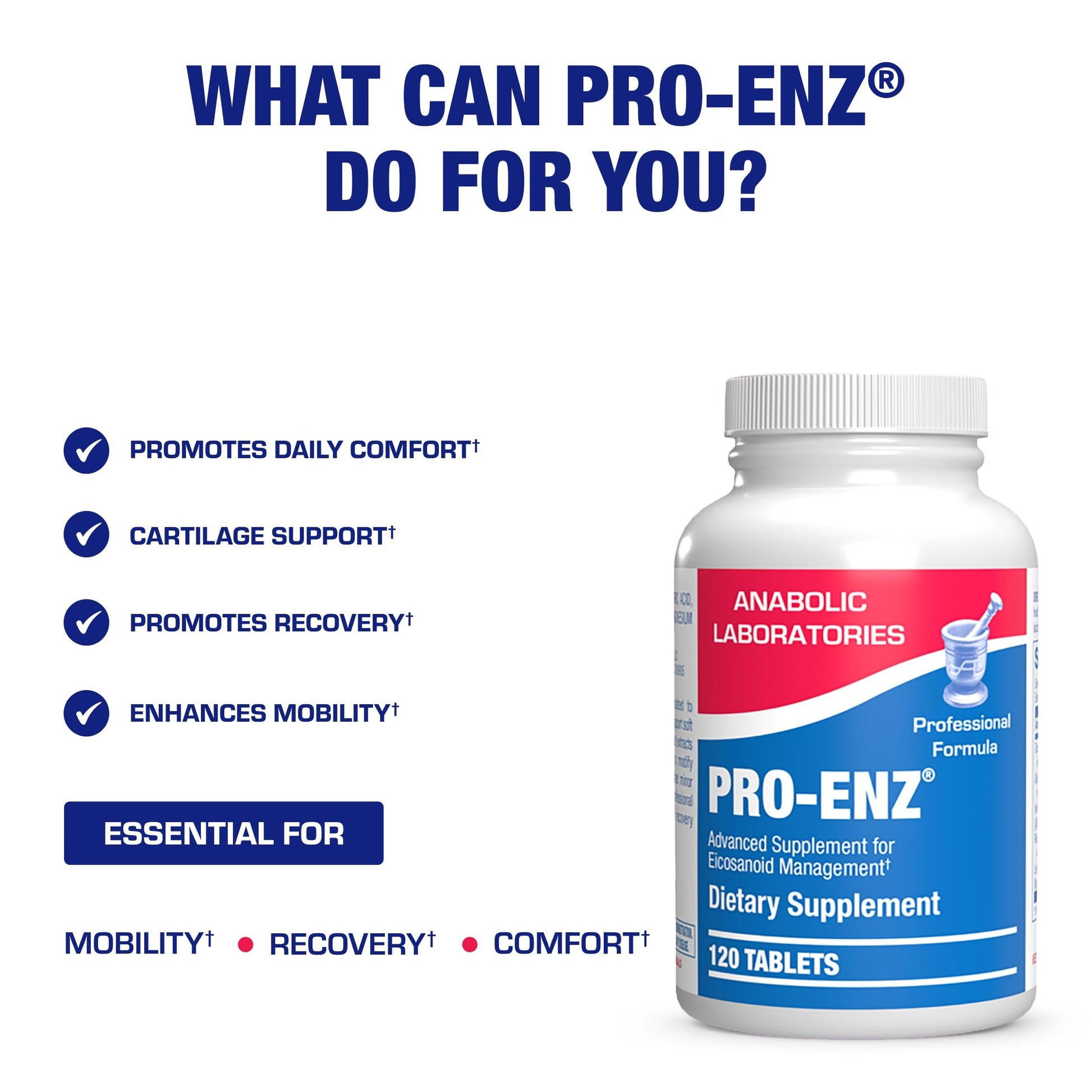 Pro ENZ Joint Support Supplement - Clinical Formula Turmeric Boswellia Supplement for Joint & Cartilage Mobility and Comfort Support Plus Eicosanoid Management with Proteolytic Enzymes (120 Servings) Anabolic LaboratoriesAu supplements