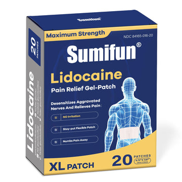 Sumifun XL Lidocaine Patches for Pain Relief, 4% Lidocaine Maximum Strength OTC, Extra Large 4.72"x7.87" for Full Back Pain Patches & Large Areas (Extra Large, Count, 20) SumifunAu supplements
