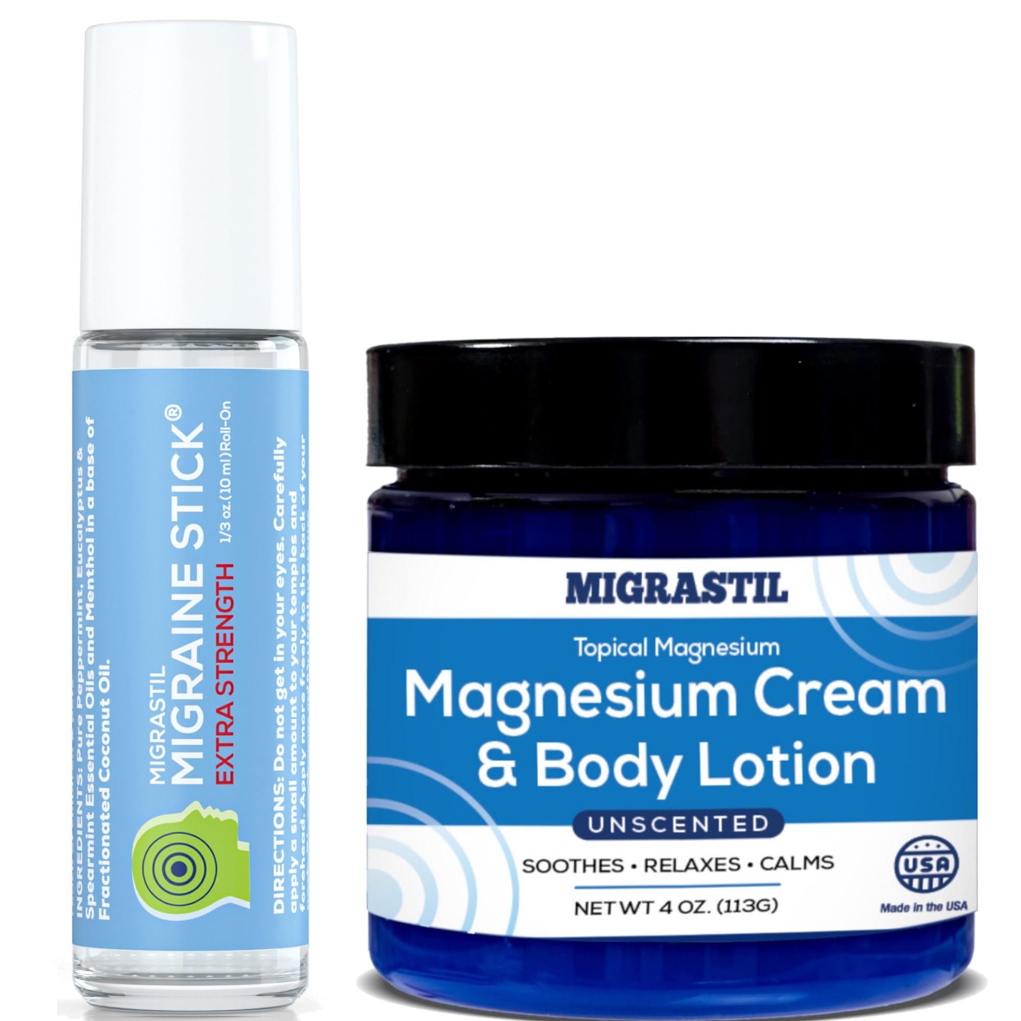 Basic Vigor Migrastil Extra Strength Migraine Stick & Topical Magnesium Cream Bundle Basic VigorAu supplements