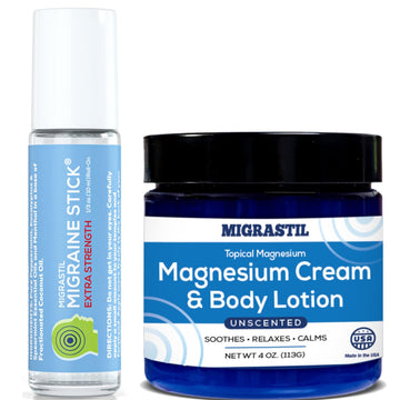Basic Vigor Migrastil Extra Strength Migraine Stick & Topical Magnesium Cream Bundle Basic VigorAu supplements