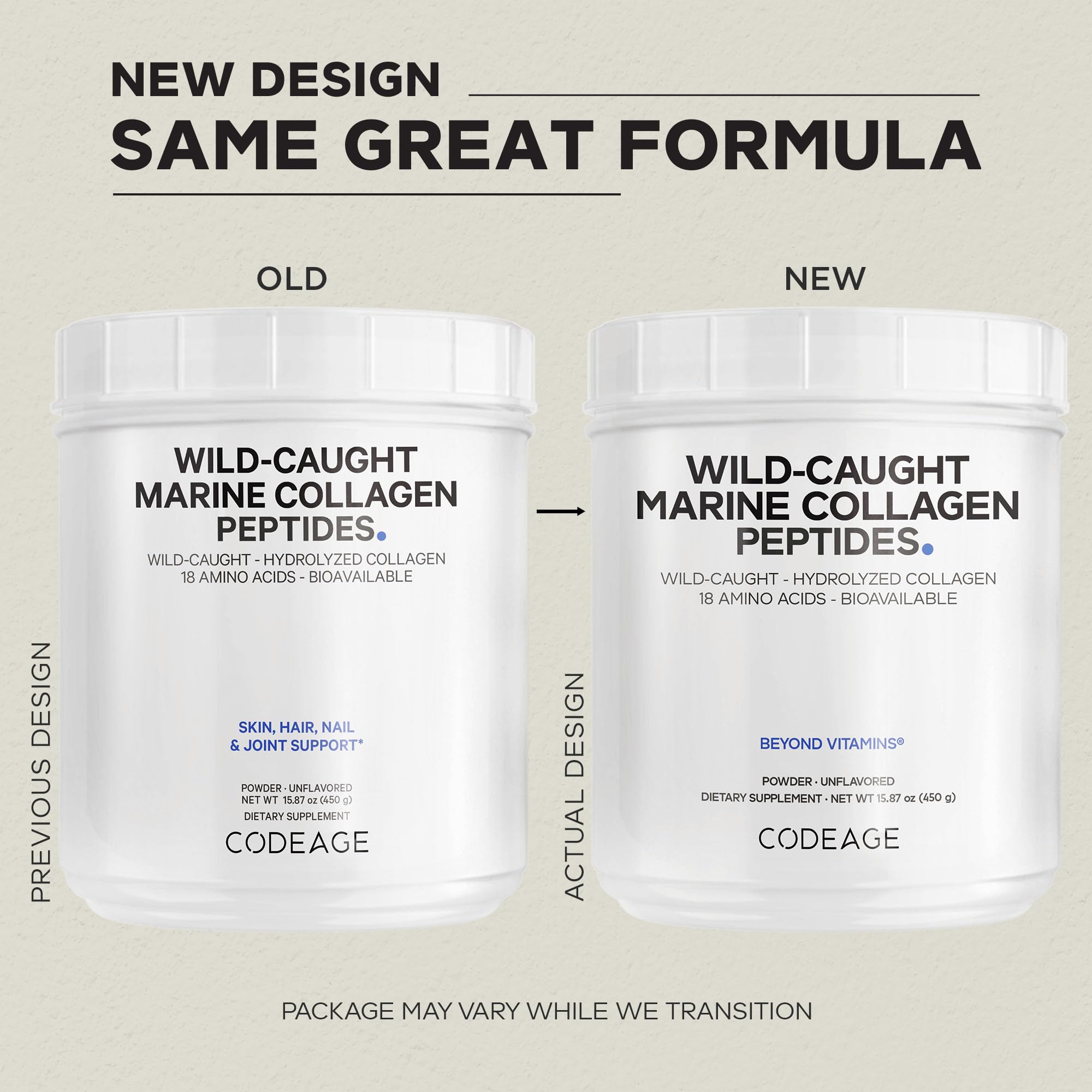Codeage Marine Collagen Powder - Wild-Caught Hydrolyzed Fish Collagen Peptides - Type 1 & 3 Collagen Protein Supplement - Amino Acids for Skin, Hair, Nails - Paleo Friendly, Non-GMO, 15.87 Ounces CodeageAu supplements