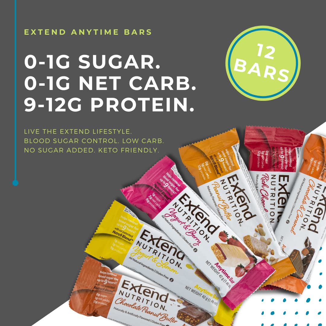 Extend Nutrition Diabetic Snacks for Sugar Control, Low Carb, Low Sugar, Low Calorie Snacks Extend BarUS supplements