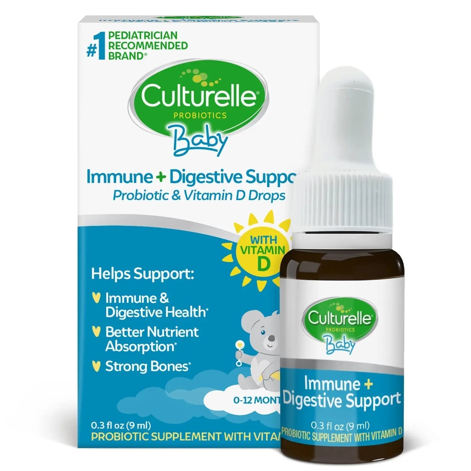 Culturelle Kids Complete Multivitamin + Probiotic Chewables, 50 Count Baby Immune & Digestive Support Probiotic + Vitamin D Drops, 30 Day Supply CulturelleAu supplements